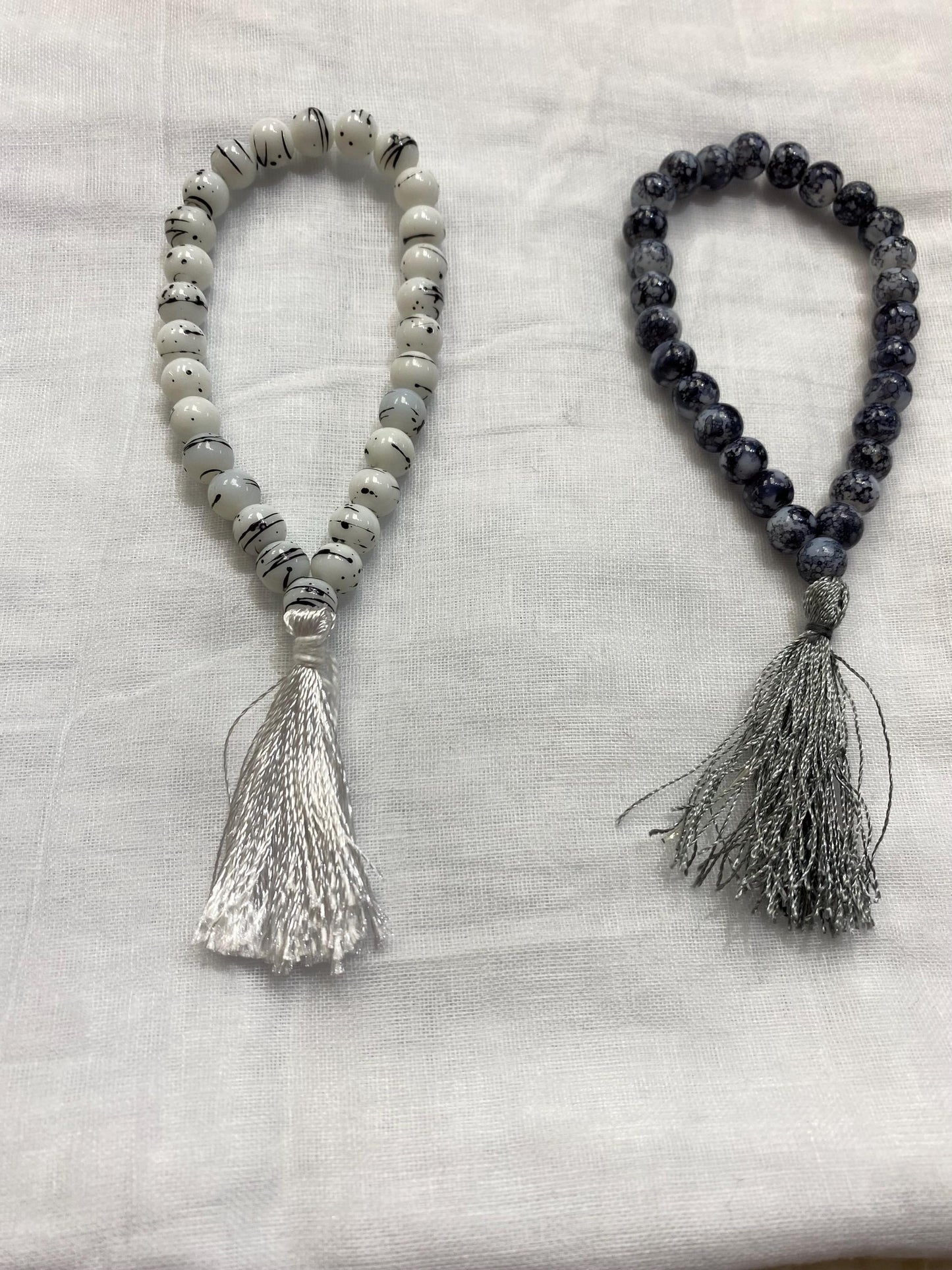 Crystal Bead Simarna – White & Black | Sikh Simarna | Naam Simran Prayer Beads