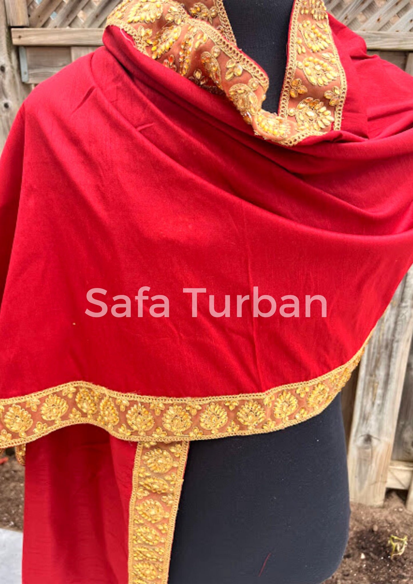 Groom Wedding Shawl- Raw Silk Fabric Shawl for Groom with Golden Border (Bright Red/Maroon) I Groom Palla I Wedding Duppata I Wedding Shawl