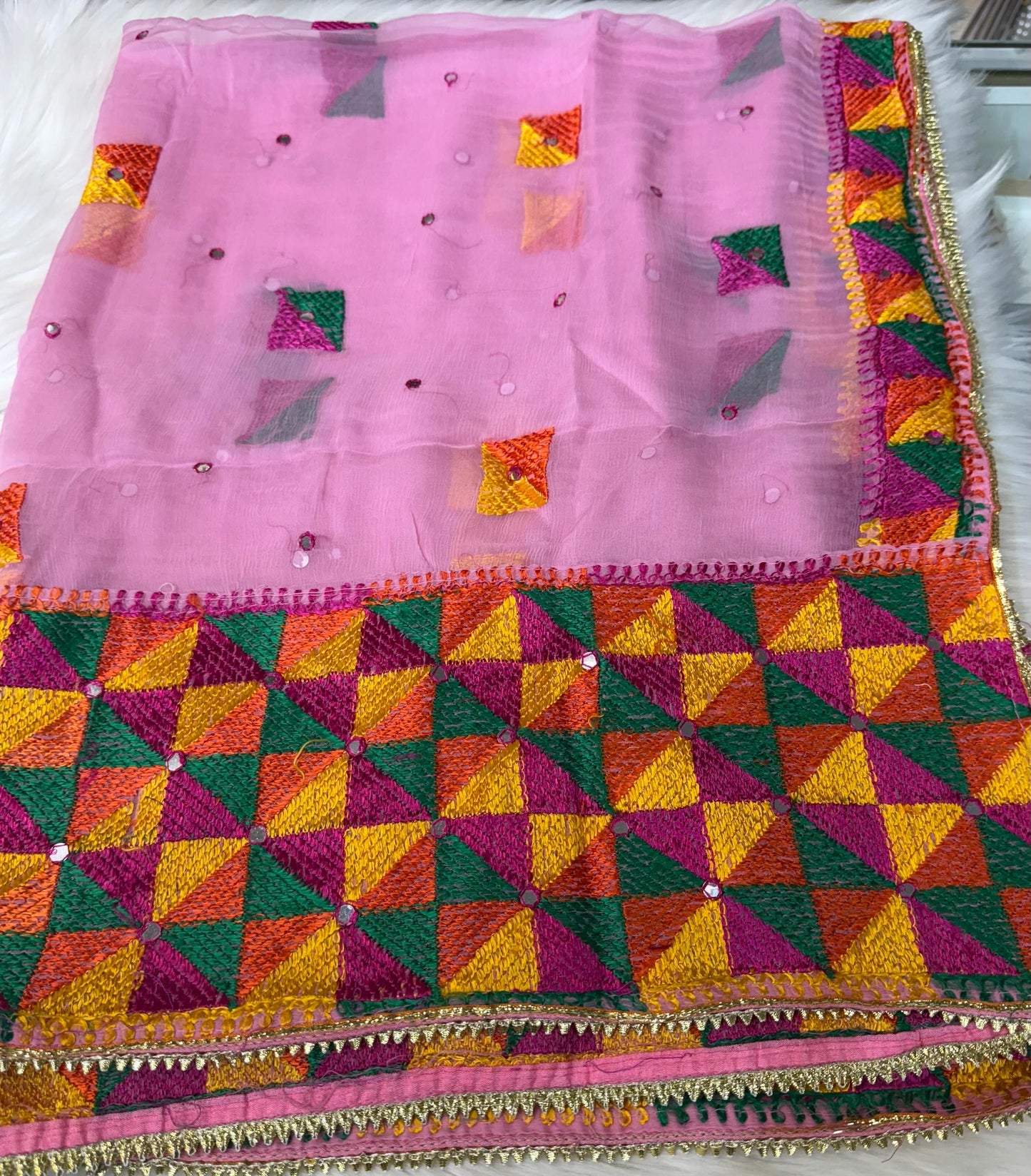 Phulkari Dupatta- Women's Beautiful Phulkari Dupatta, Scarf,Multicoloured  Phulkari Chunni, Dupatta