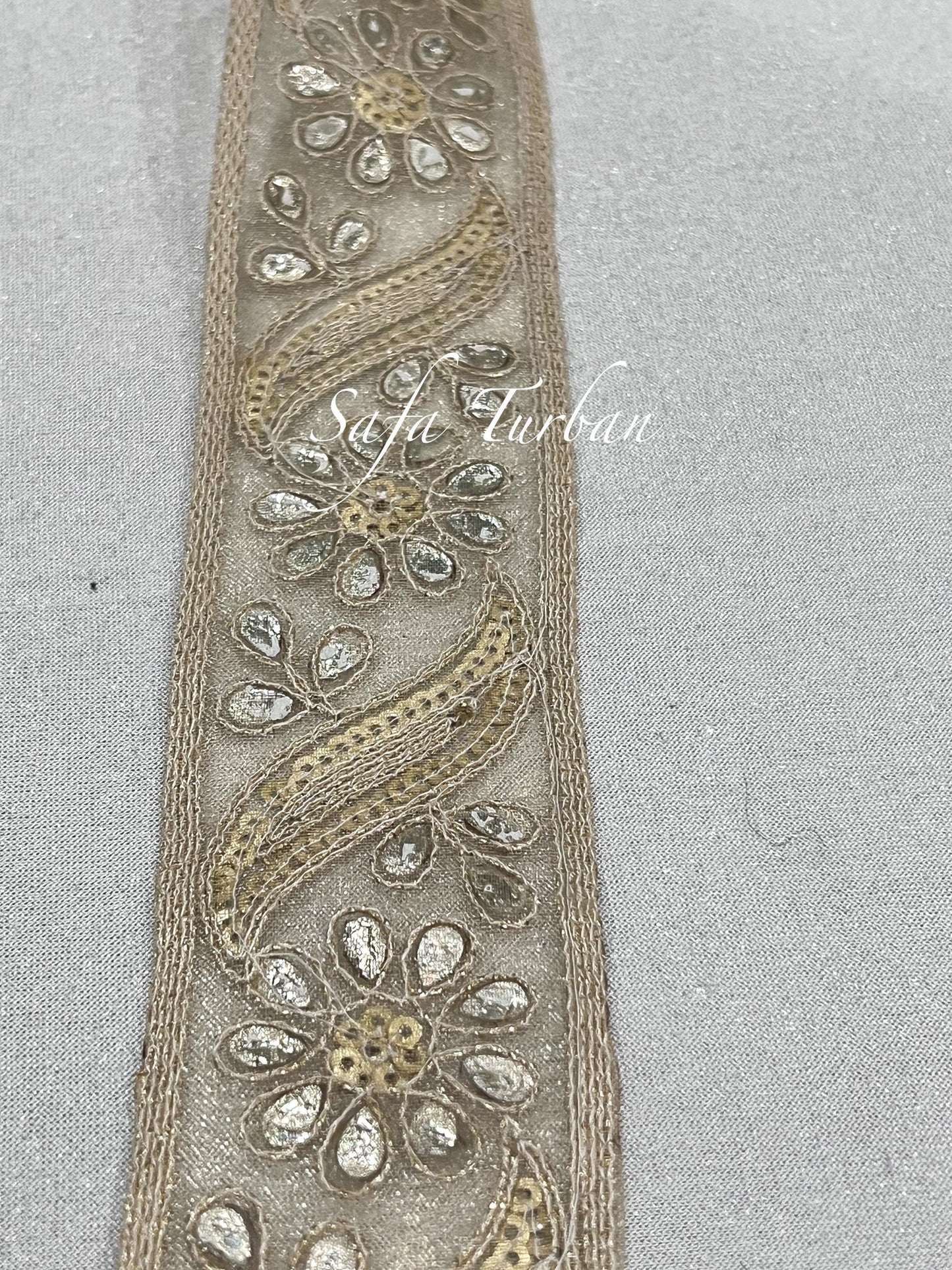 Golden Kundan Lace 2" (inch) for Dresses, Sarees, Lehenga, Suits, Blouses, Dupatta, Chunri, and Craft