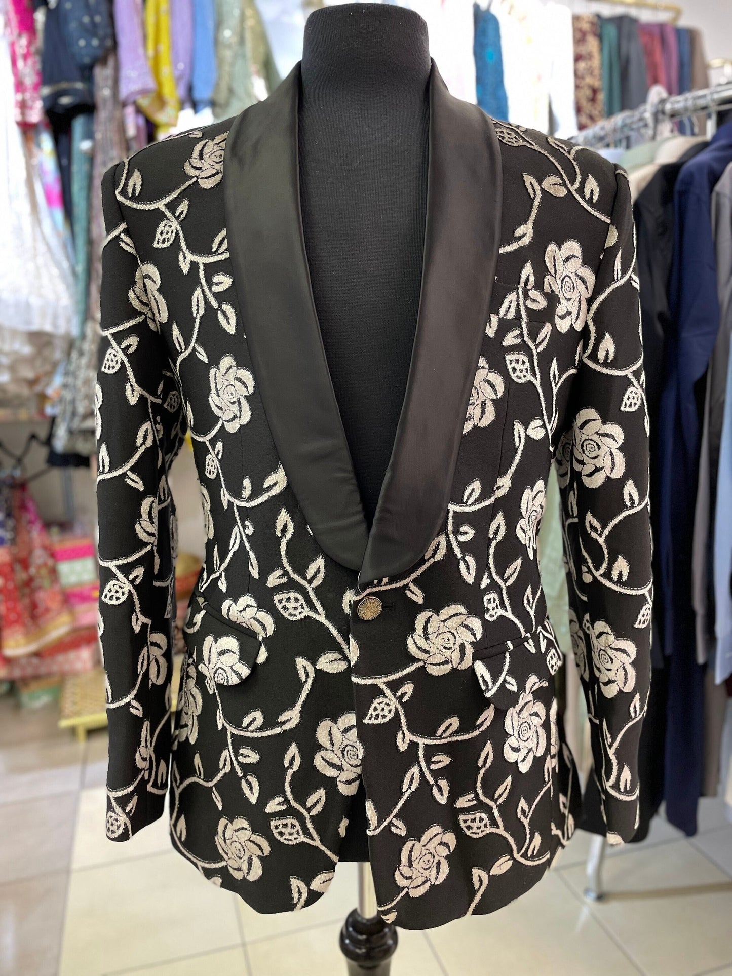 Mens Suit Blazer Slim Fit Floral Embroidered Jacket/Coat/Blazer