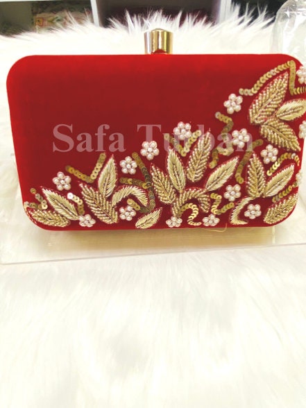 Handimade beautiful bling box clutch, clutch, wedding purse, embroidery purse, clutches, detachable chain sling strap
