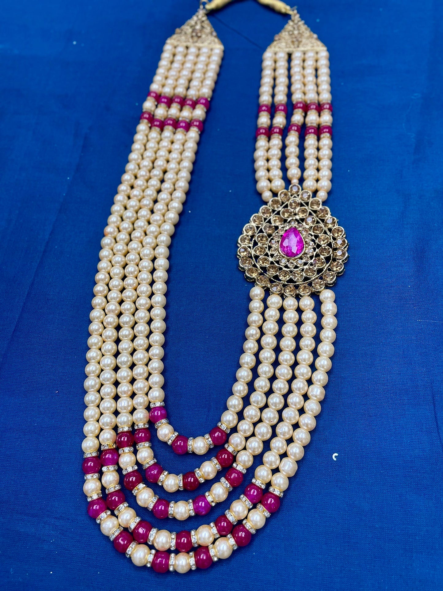 Indian Wedding- Pearl Stone & Studded Necklace for Men/Groom for Wedding