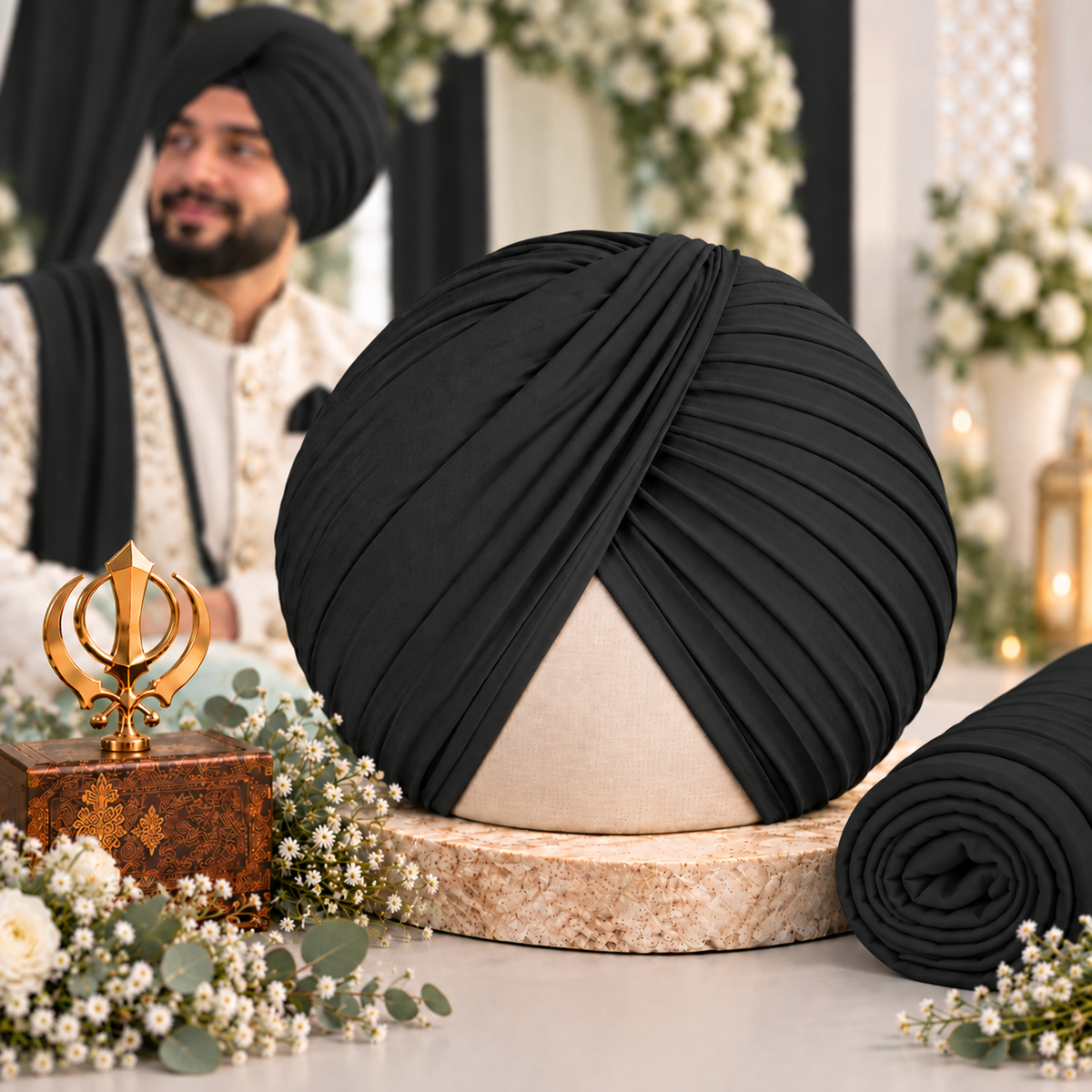 Sikh Turban- Maroon, Black & Navy (Full Voile and Rubia(Medium)/Half and Half Voile)