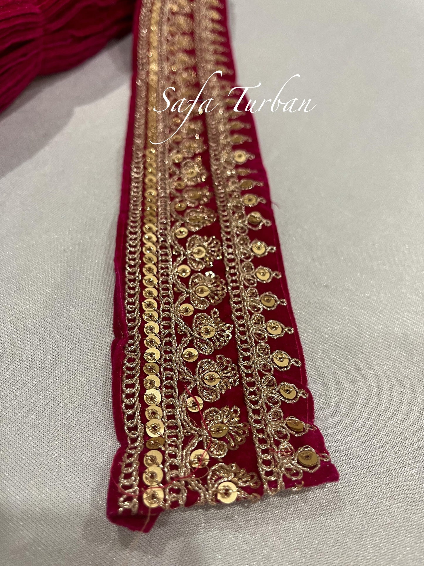 Magenta/Maroon-Golden 2.25" (inch) width Highlight Border Lace for Dresses, Sarees, Lehenga, Suits, Blouses, Dupatta, Chunri, and Craft