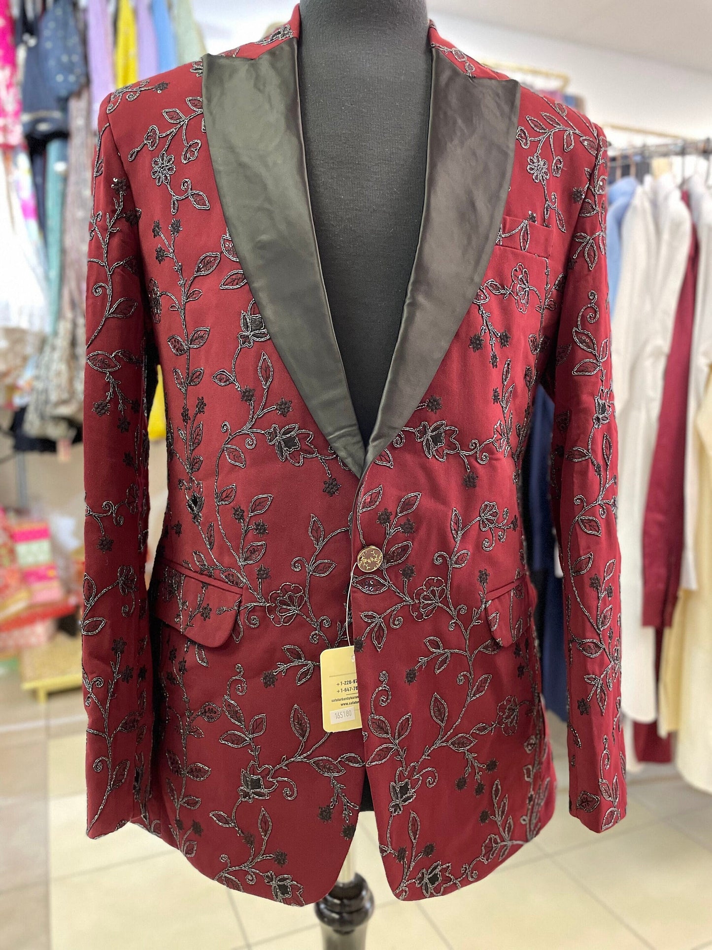 Designer Maroon & Black Slim Fit Festive Blazer Embellished Coat/Blazer/Jacket For Men
