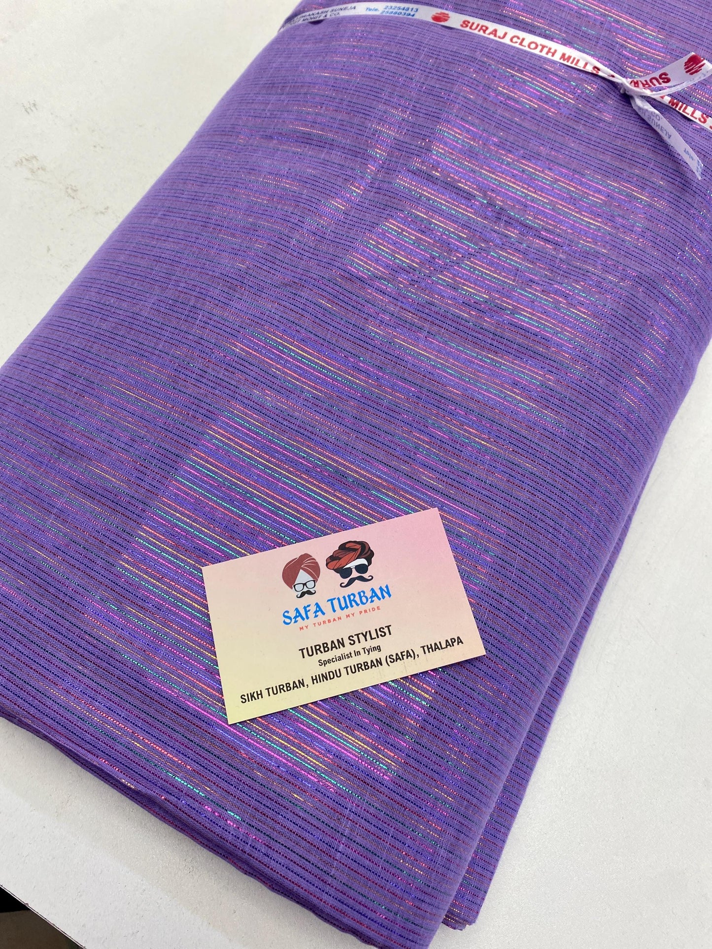 Sikh Turban- Printed Voile Turban Fabric- Lavender Colour, Sikh Turban, Printed Voile Turban, (stitching/peeko/edges finishing)