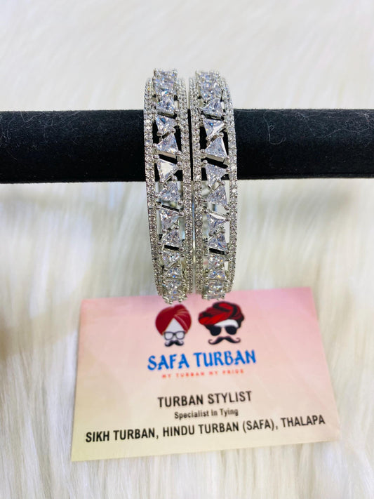 Bangles- AD Silver- Metal Bangles/Wedding bangles/Kada bangles /Stone bangles (Set of 4 BANGLES)