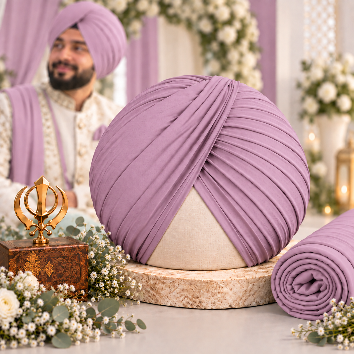 Sikh Turban- Dusty lavender (Full Voile and Rubia(Medium)/Half and Half Voile)
