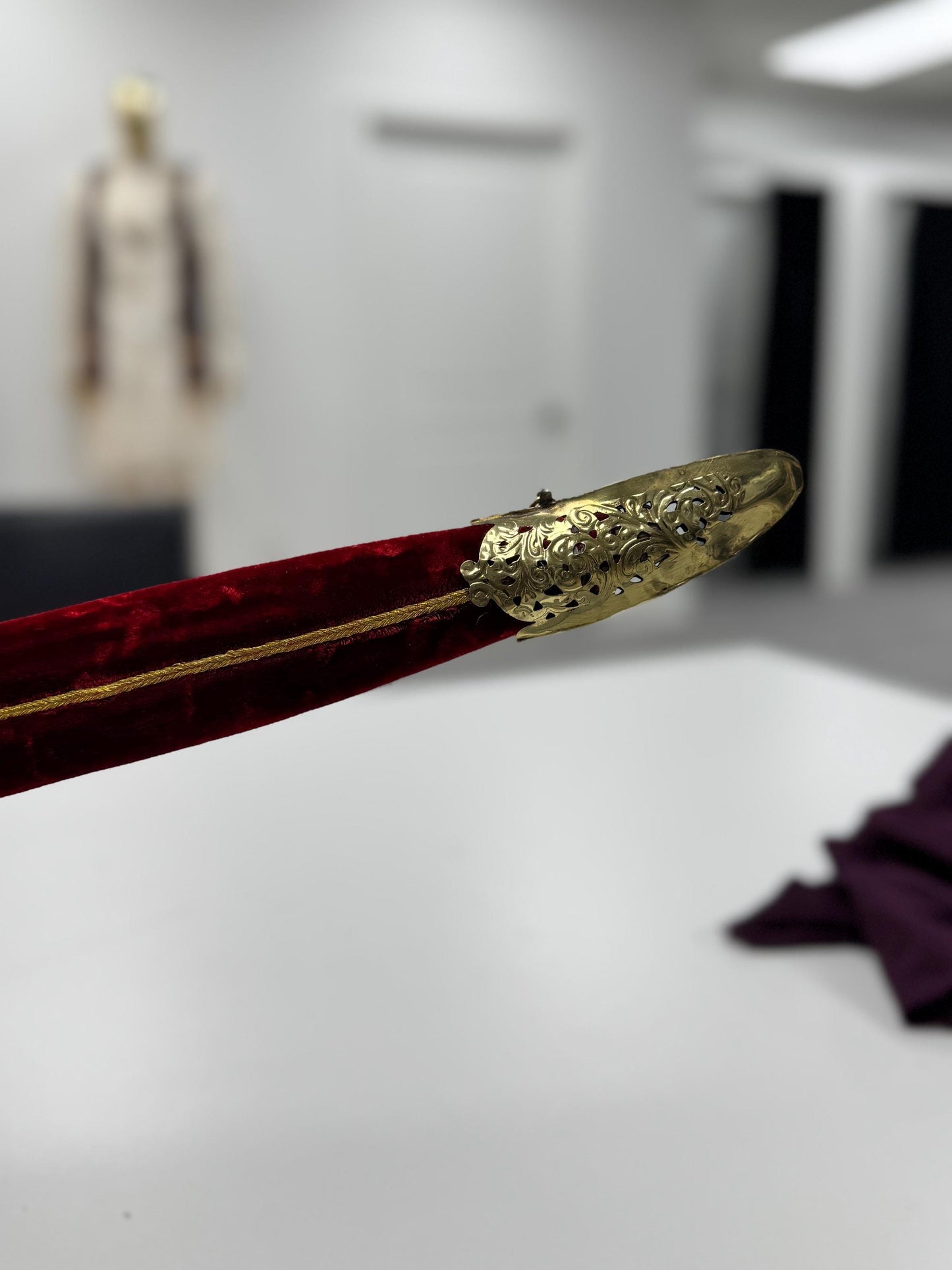 Indian Wedding Decorative Sword/Kirpan- Maroon Colour Sword with Golden work handle/For wedding purpose/Indian Rajput Wedding Sword