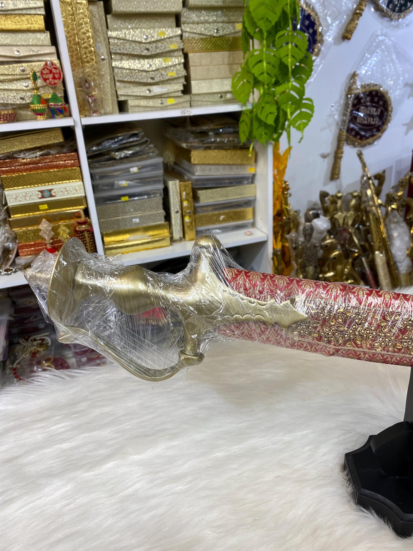 Indian Wedding Decorative Sword/Kirpan- Red and Gold  Colour Sword with Golden handle/For wedding purpose/Indian Rajput Wedding Sword