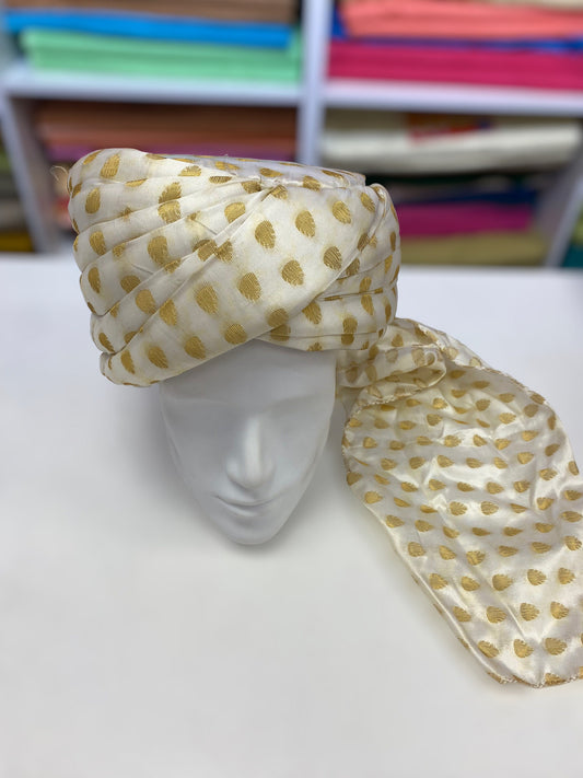 Groom Wedding Turban Turban- Cream Golden Safa Turban/Pagdi/Premade Turban/ Wedding Safa/Turban/Pagdi for Men (Groom)/ Thalapa