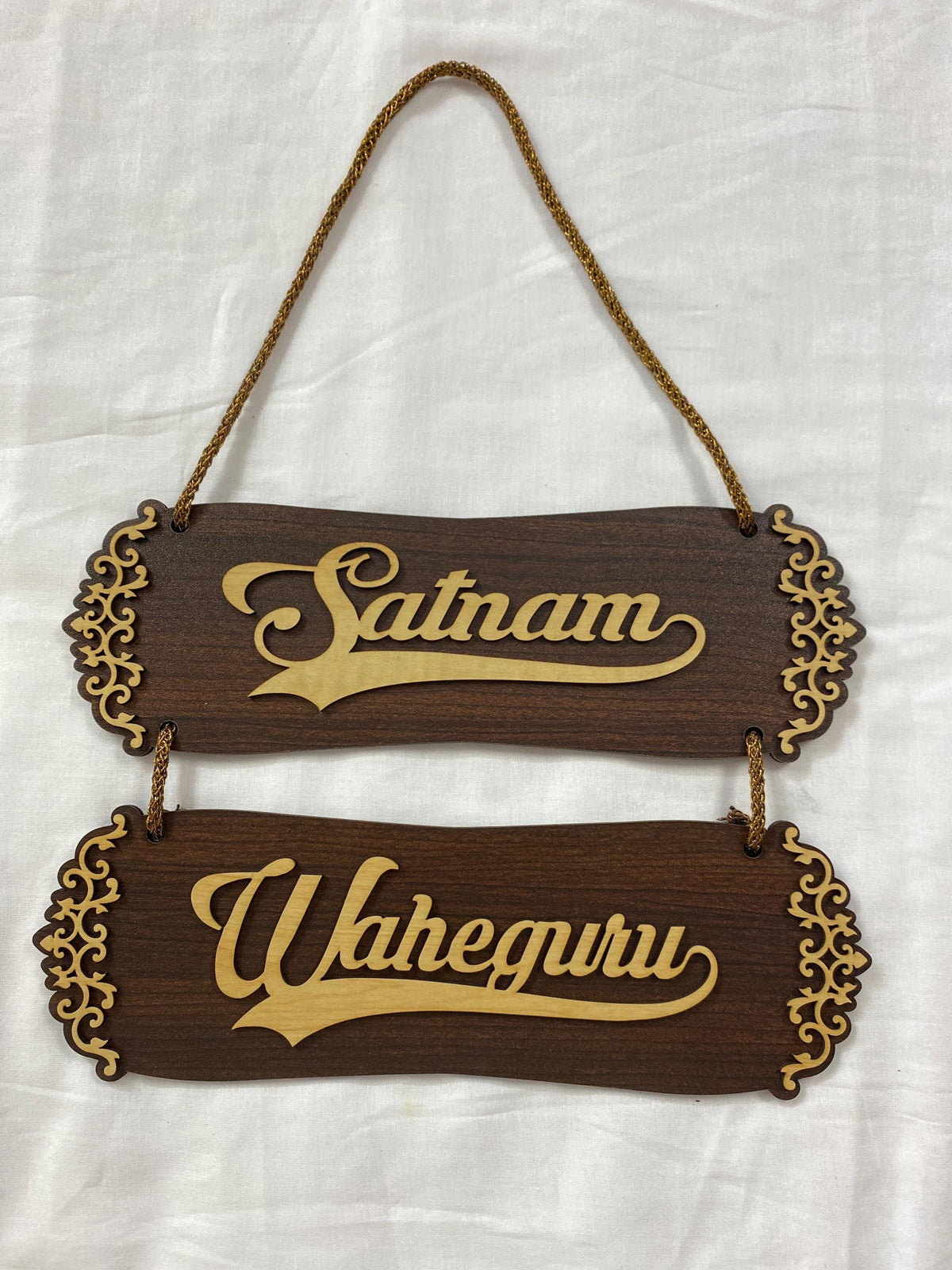 Wall hanging I Satnam Waheguru (Brown,English)I Wooden Wall Hanging | Door Hanging | Home Decor Accessory