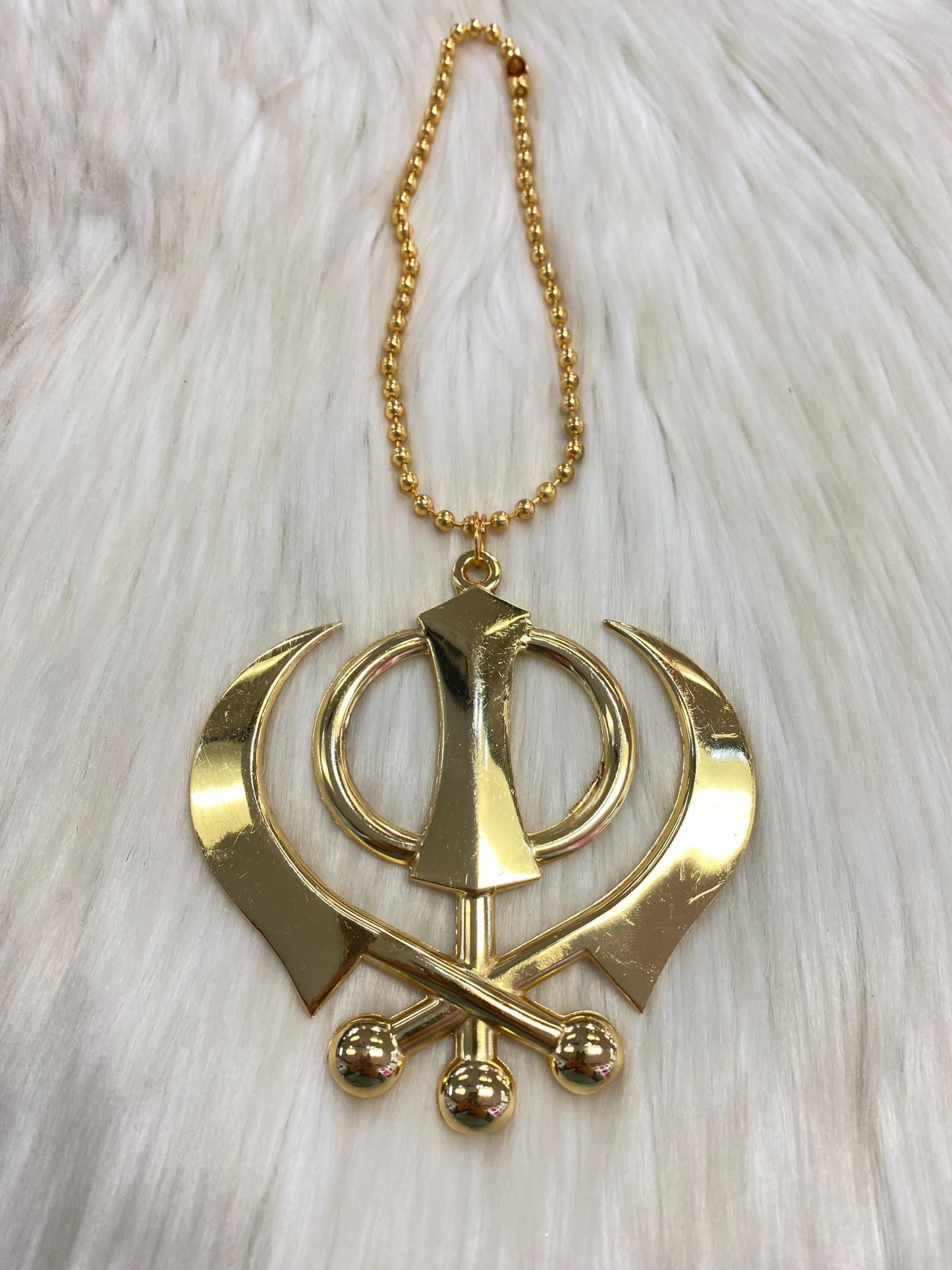 Khanda- Car/ Truck Hanging || Car Hanging || Truck Hanging || Hanging Accessories (Metal- Golden Colour)