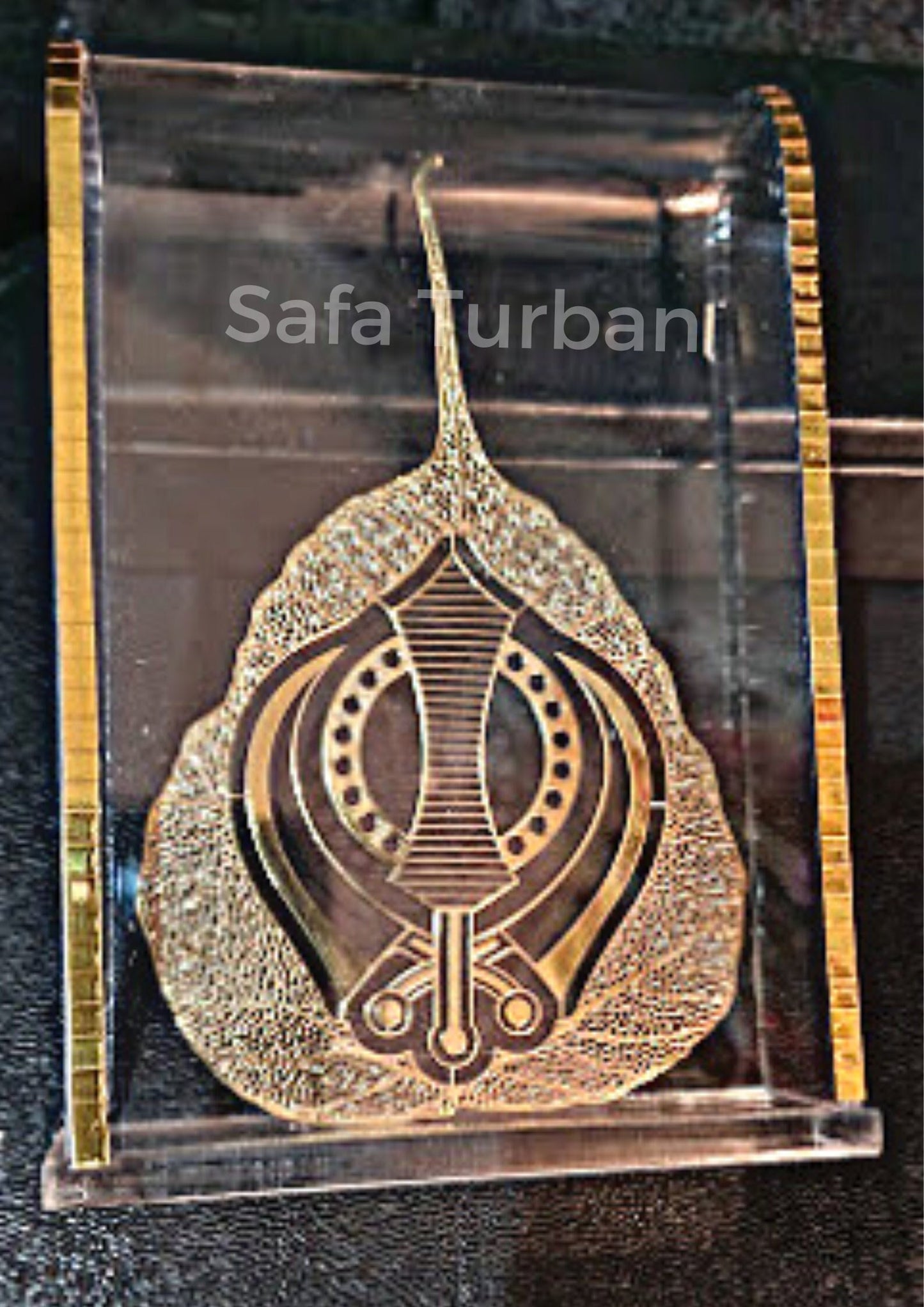Car Dashboard Rectangular Shape Acrylic Showpiece, Religious Idol Statue for Mandir, Office & Home Décor (Khanda)