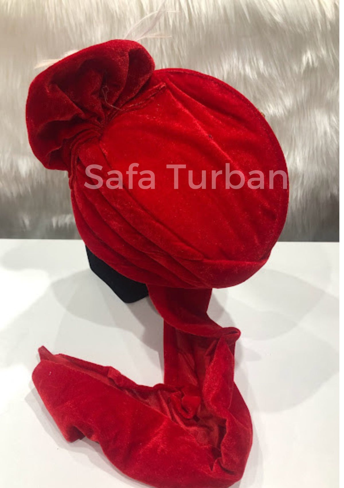 Groom Wedding Turban- Red Velvet Turban- Safa Turban/Pagdi/Premade Turban/ Wedding Safa/Turban/Pagdi for Men (Groom)/ Thalapa