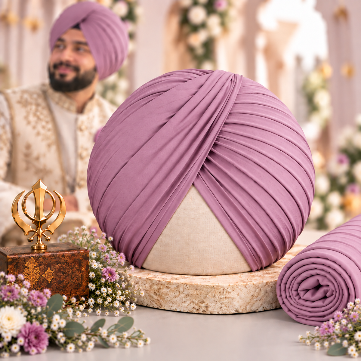 Sikh Turban-  Dusty lavender (Full Voile and Rubia(Medium)/Half and Half Voile)
