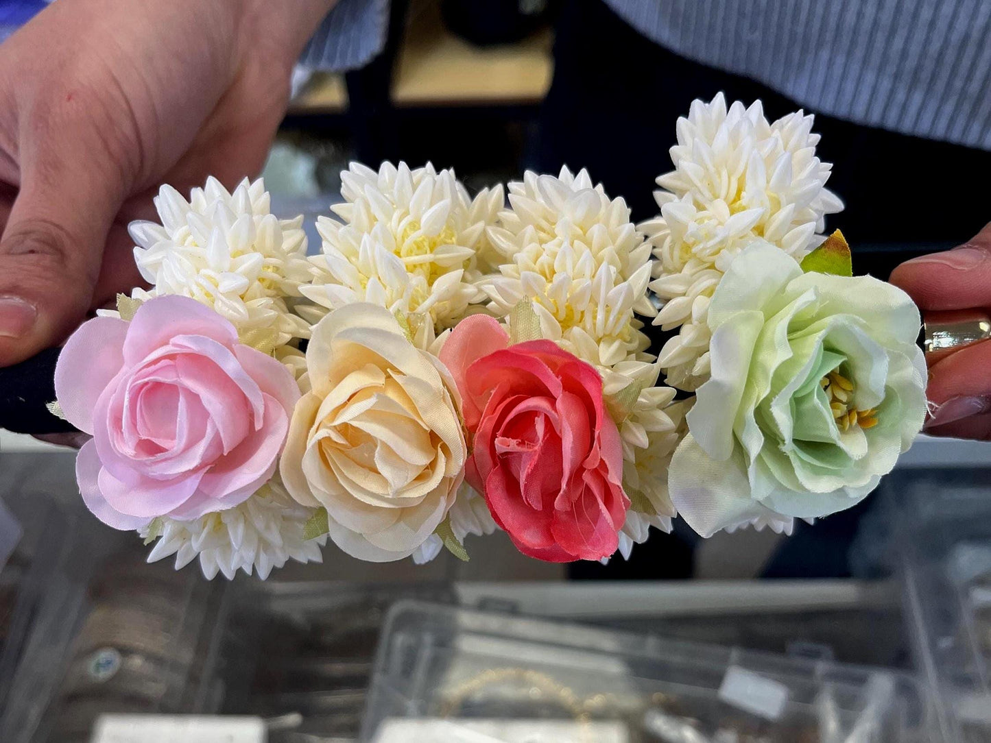 Artificial Rose Band Fragrant Flower Gajra II Indian,Pakistani Wedding II Hair Accessories, Hair Gajra, Floral Jewelry (Pack of 2)