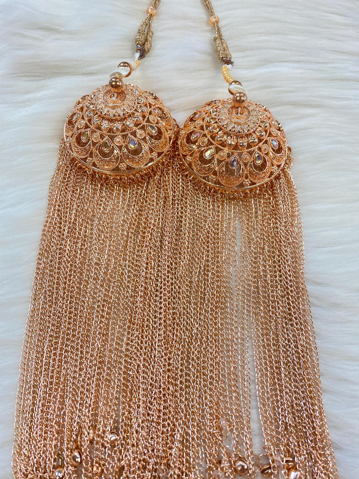 Beautiful Rose Gold Bridal Handmade Antique Kalire/Kaleera/Kalera/Kalira Bridal Hand Hanging Kaleera for Brides/Dulhan/Girls(sold as pair)