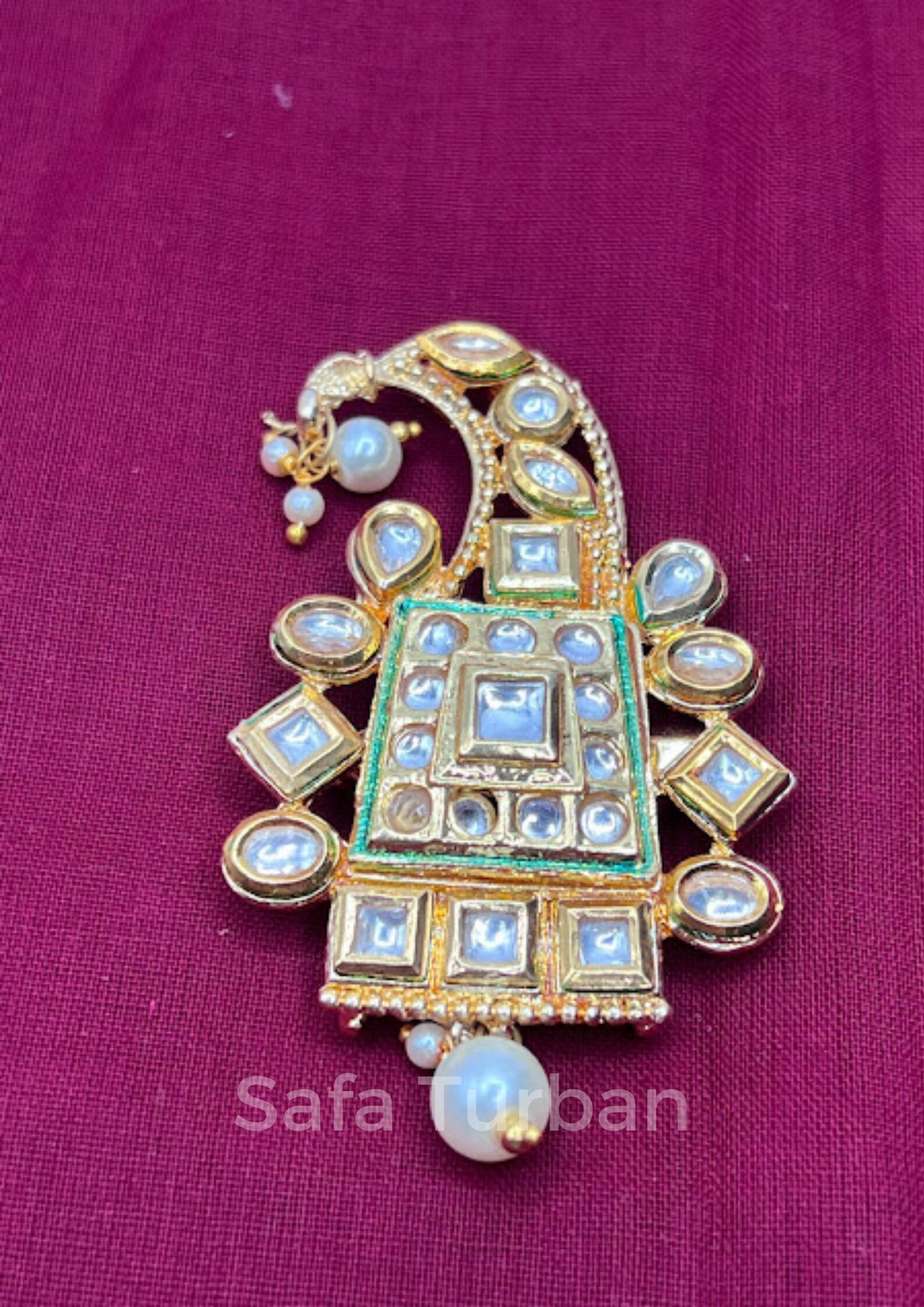 Indian Groom Wedding Accessories-  Kundan Kalangi/Kalgi for Men's Safa/Groom Pagdi