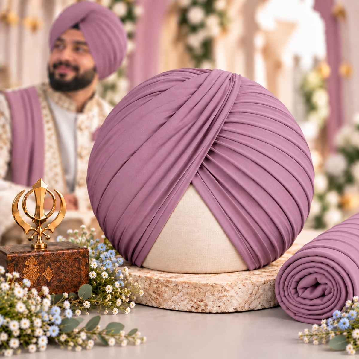 Sikh Turban- Opera Mauve (Full Voile and Rubia(Medium)/Half and Half Voile)