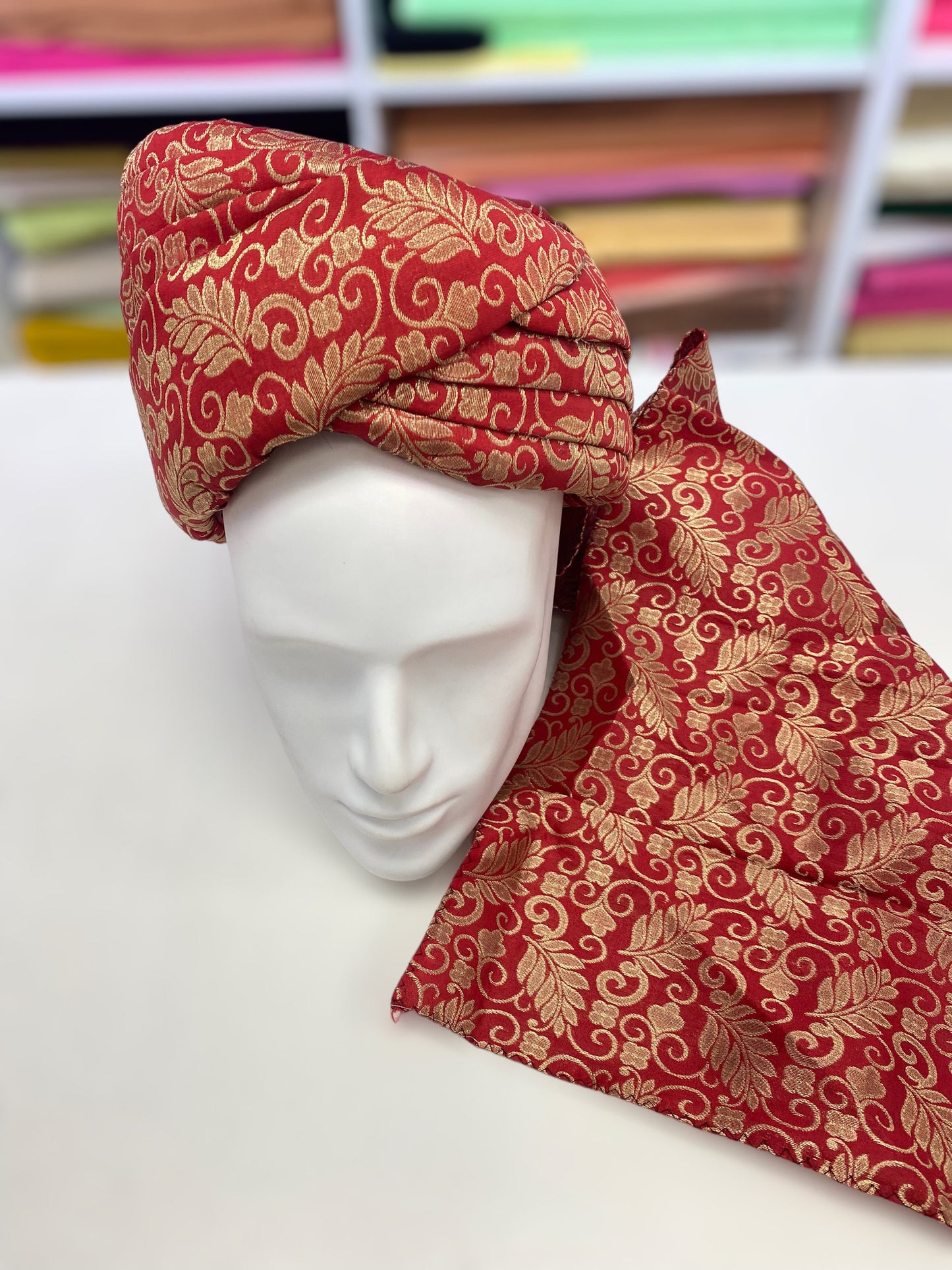 Groom Wedding Turban-Red Silk Turban- Safa Turban/Pagdi/Premade Turban/ Wedding Safa/Turban/Pagdi for Men (Groom)/ Thalapa