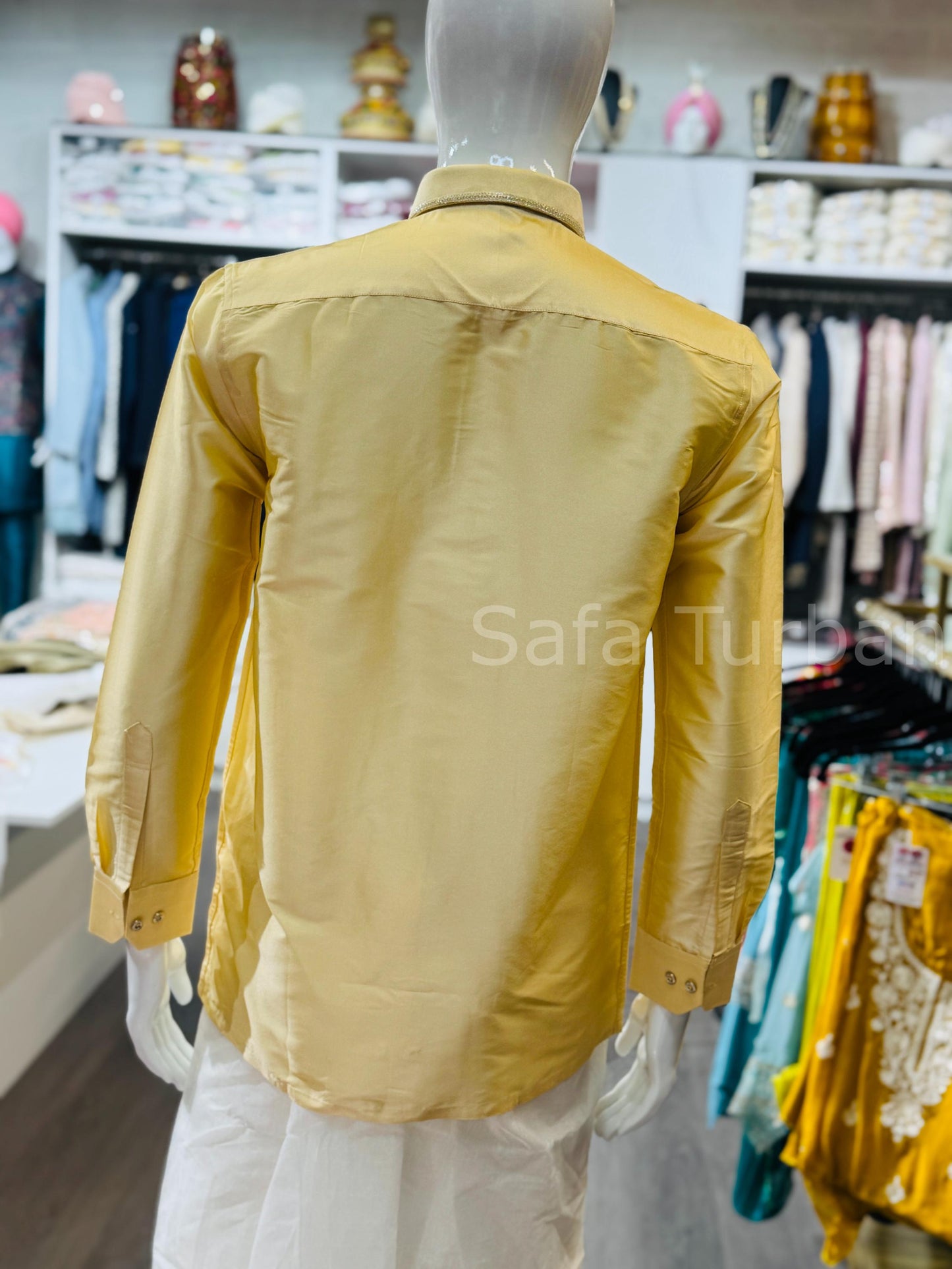 Solid Silk Casual Shirt (Gold)
