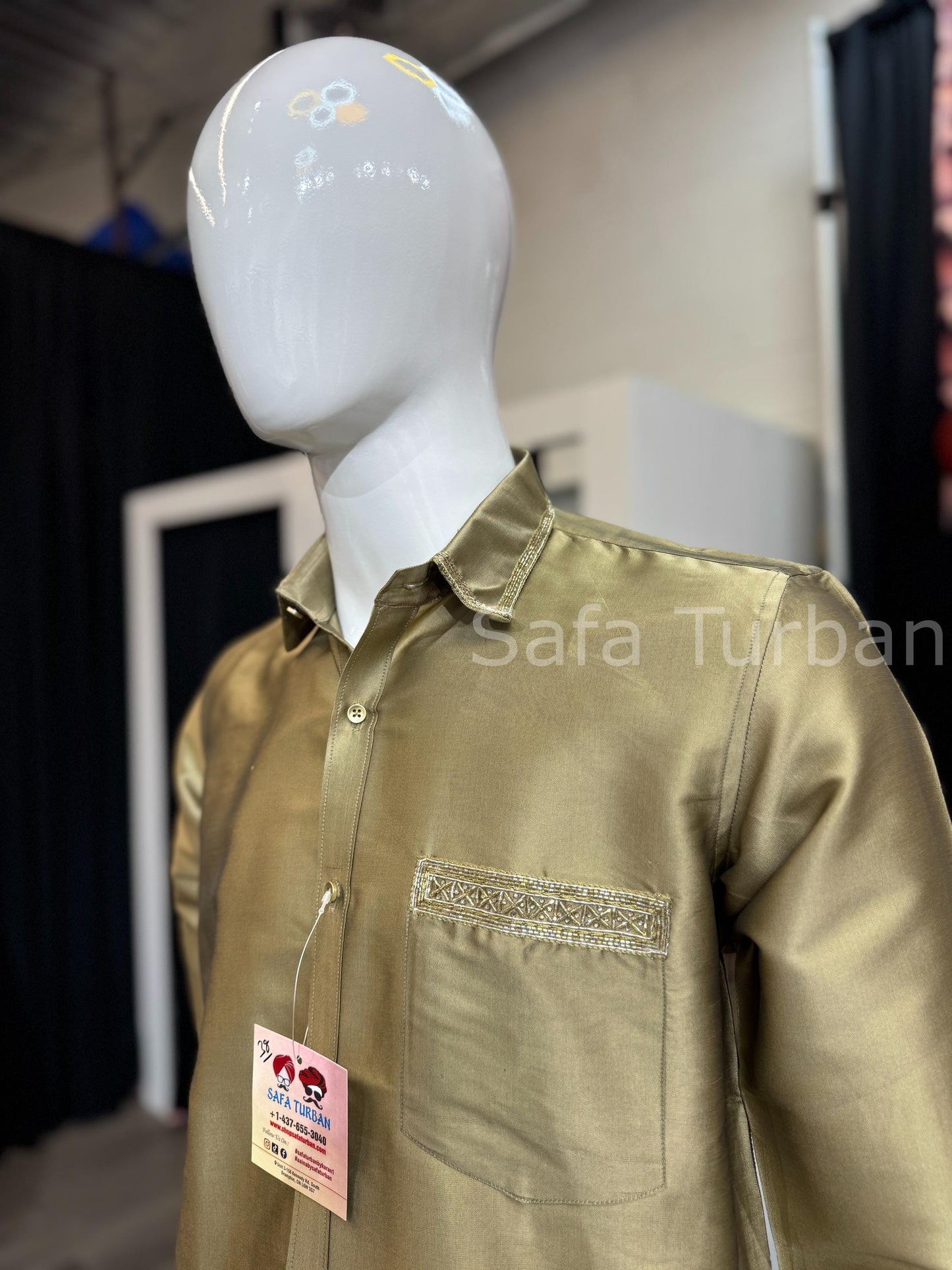 Solid Pure Silk Casual Shirt (Mehndi Green)