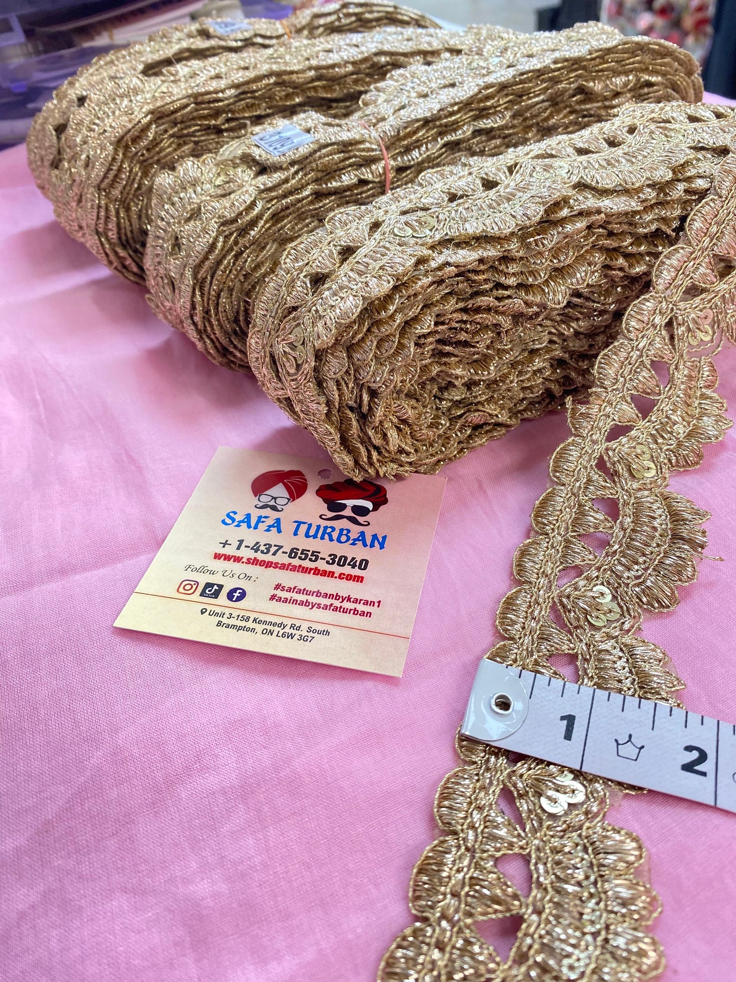 Golden  CutWork Lace 1.5"(inch) for Dresses, Sarees, Lehenga, Suits, Blouses, Dupatta, Chunri, and Craft (9 meters roll)