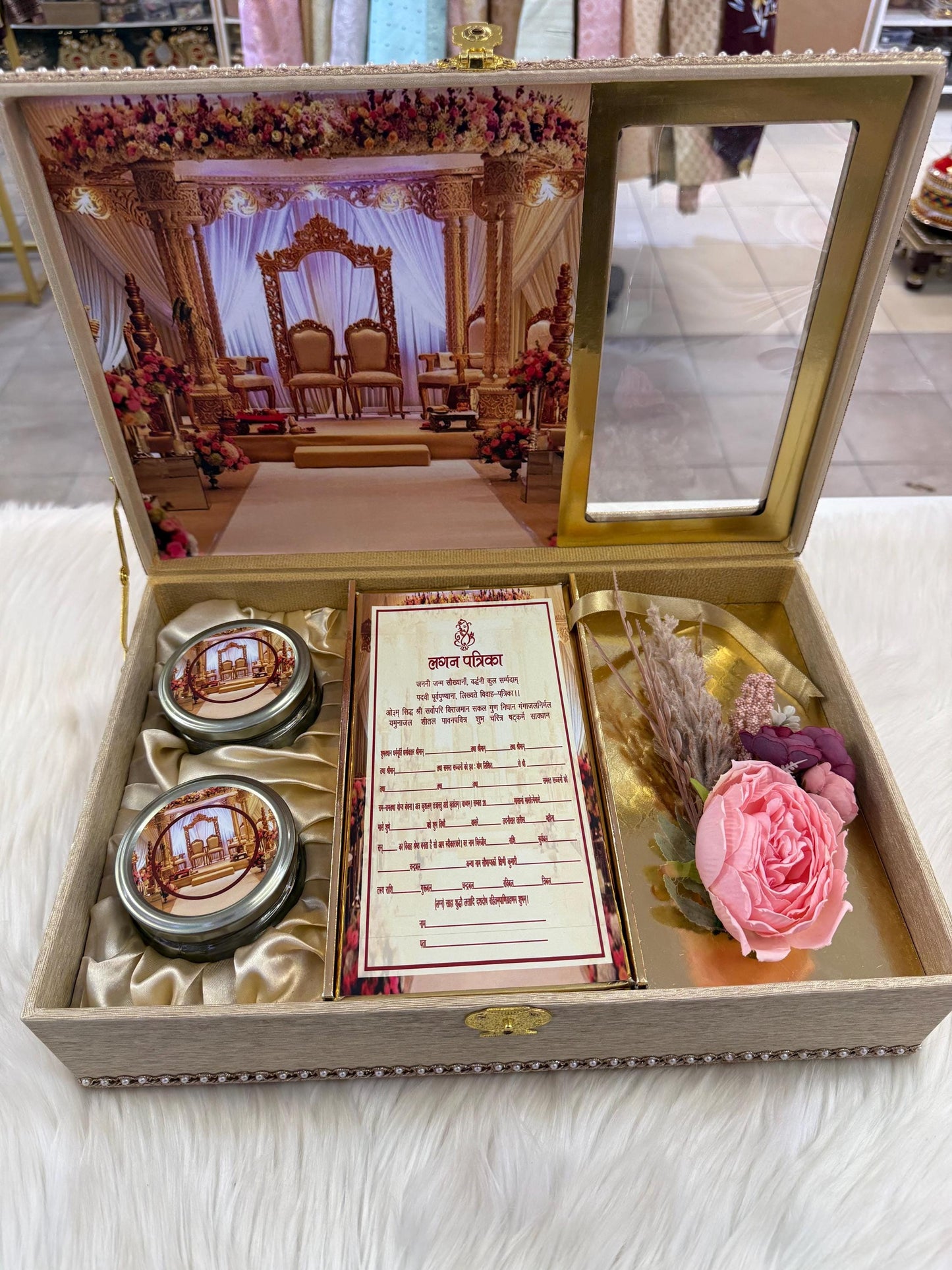 Wedding Invitation- Designer Musical Lagan Patrika/Peeli Chitthi/Shahi Chitthi for Marriage Invitation and Sagan in Hindi (Set of 1)