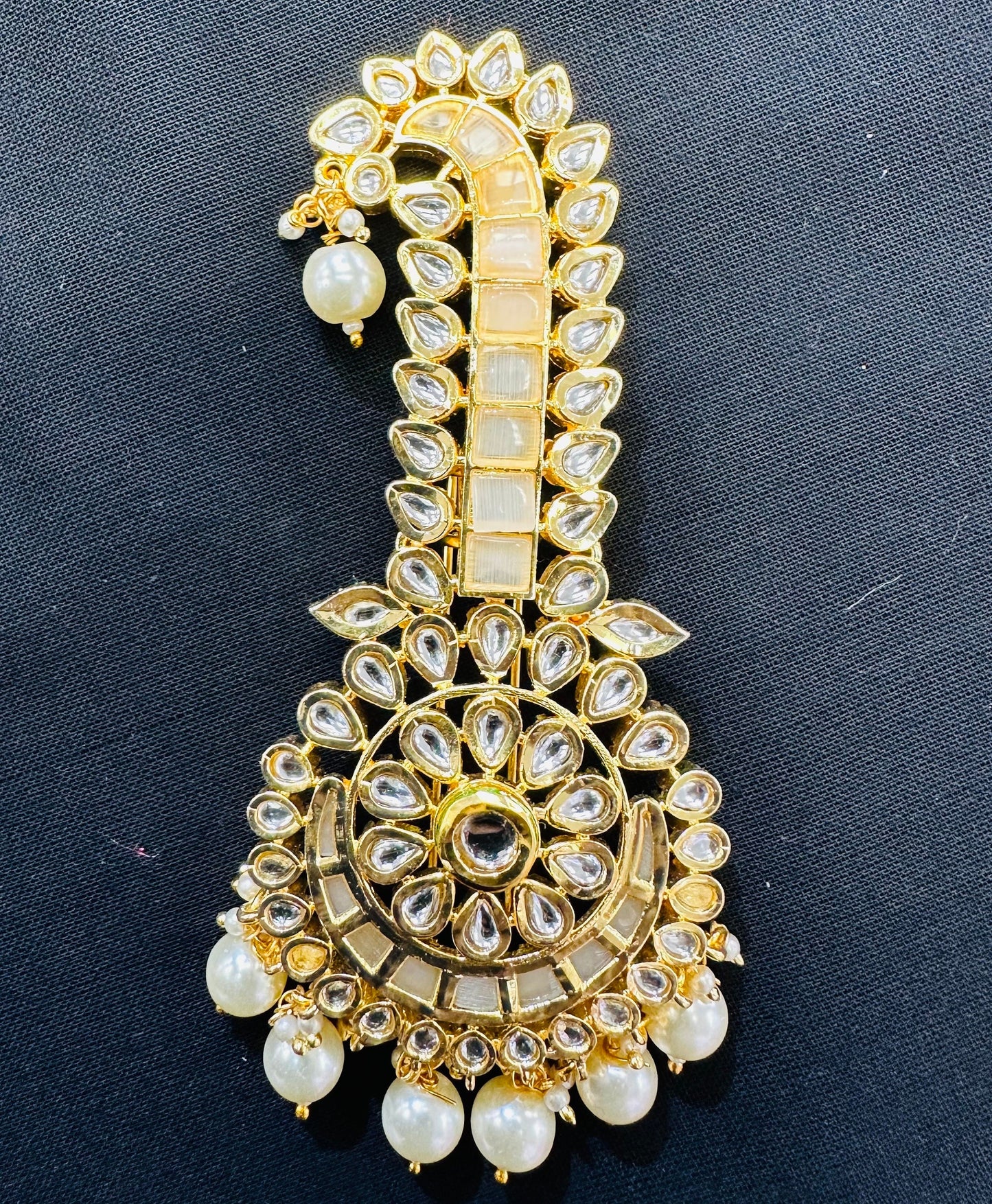 Indian Groom Wedding Accessories-Jadau Golden  Kalangi/Kalgi for Men's Safa/Groom Pagdi