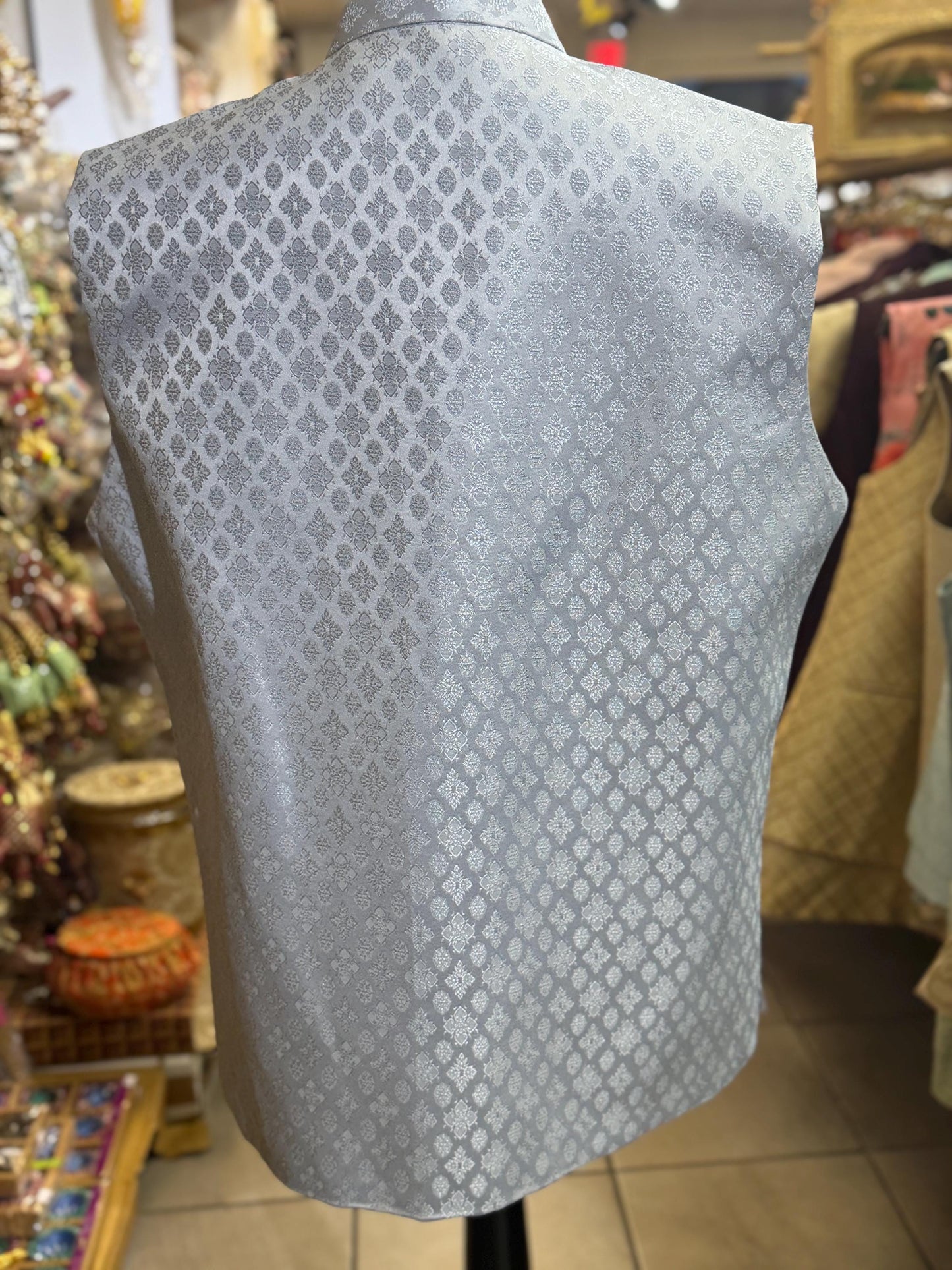 Designer Grey Men Vest- Wedding Vest, Wedding Dress, Kurta Pajama Vest, Casual Wear
