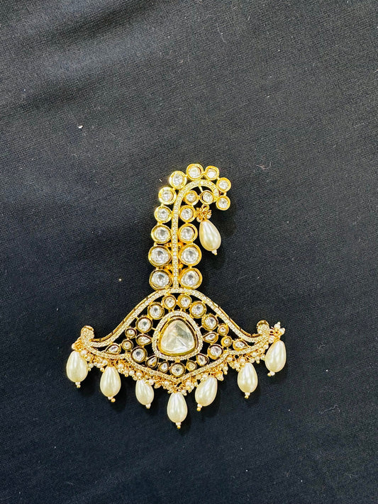 Indian Groom Wedding Accessories- Kundan stone Kalangi/Kalgi for Men's Safa/Groom Pagdi