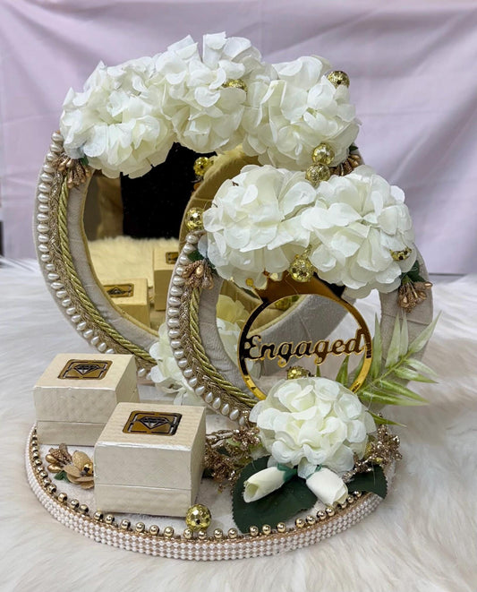 Decorative Engagement Round Ring Platter/ Hand Crafted Decorative Platter For Ring Ceremony/Ring Tray/Ring Box