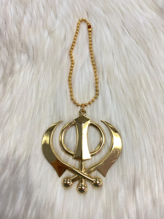 Khanda- Car/ Truck Hanging || Car Hanging || Truck Hanging || Hanging Accessories (Metal- Golden Colour)
