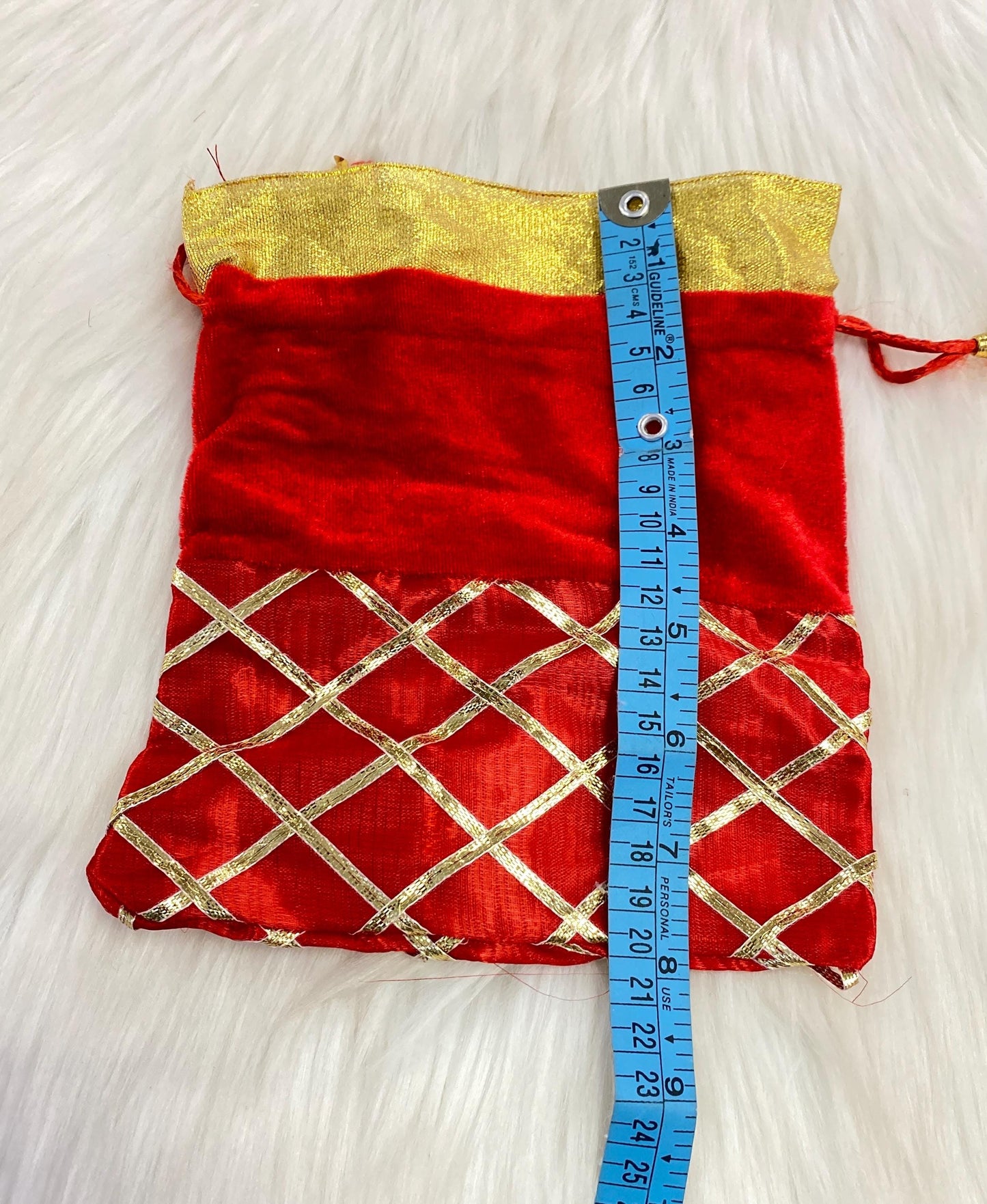 Indian Wedding- Desi Mithai/ Bhaji/Ladoo Bag- Potli Bag for Return Gifts Wedding II Sweets Bag Gift II Red Potli