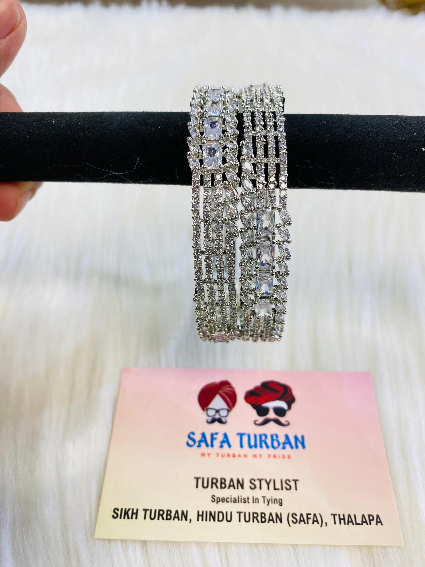 Bangles- AD Silver- Metal Bangles/Wedding bangles/Kada bangles /Stone bangles (Set of 2 BANGLES)