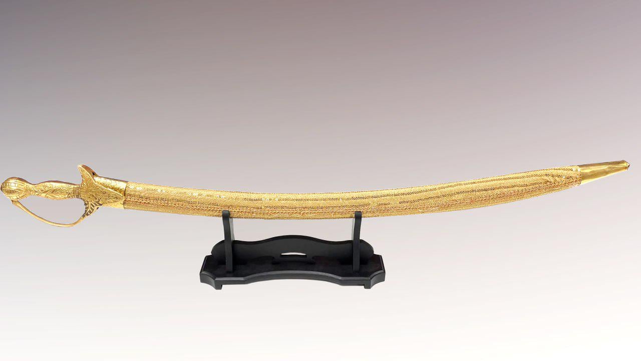 Indian Wedding Decorative Sword/Kirpan- Gold sequin Kirpan with golden handle/For wedding purpose/Decorated Sikh Wedding Kirpan