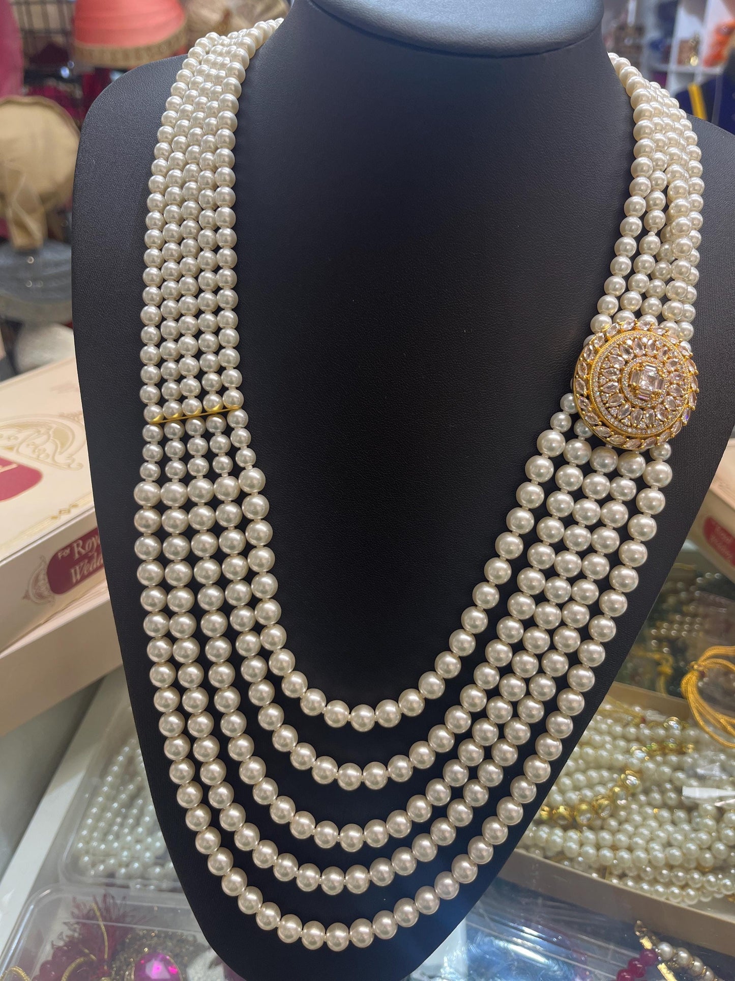 Indian Wedding-Pearl and  Kundan Five Layered Maharaja Haar/ Necklace for Groom for Wedding