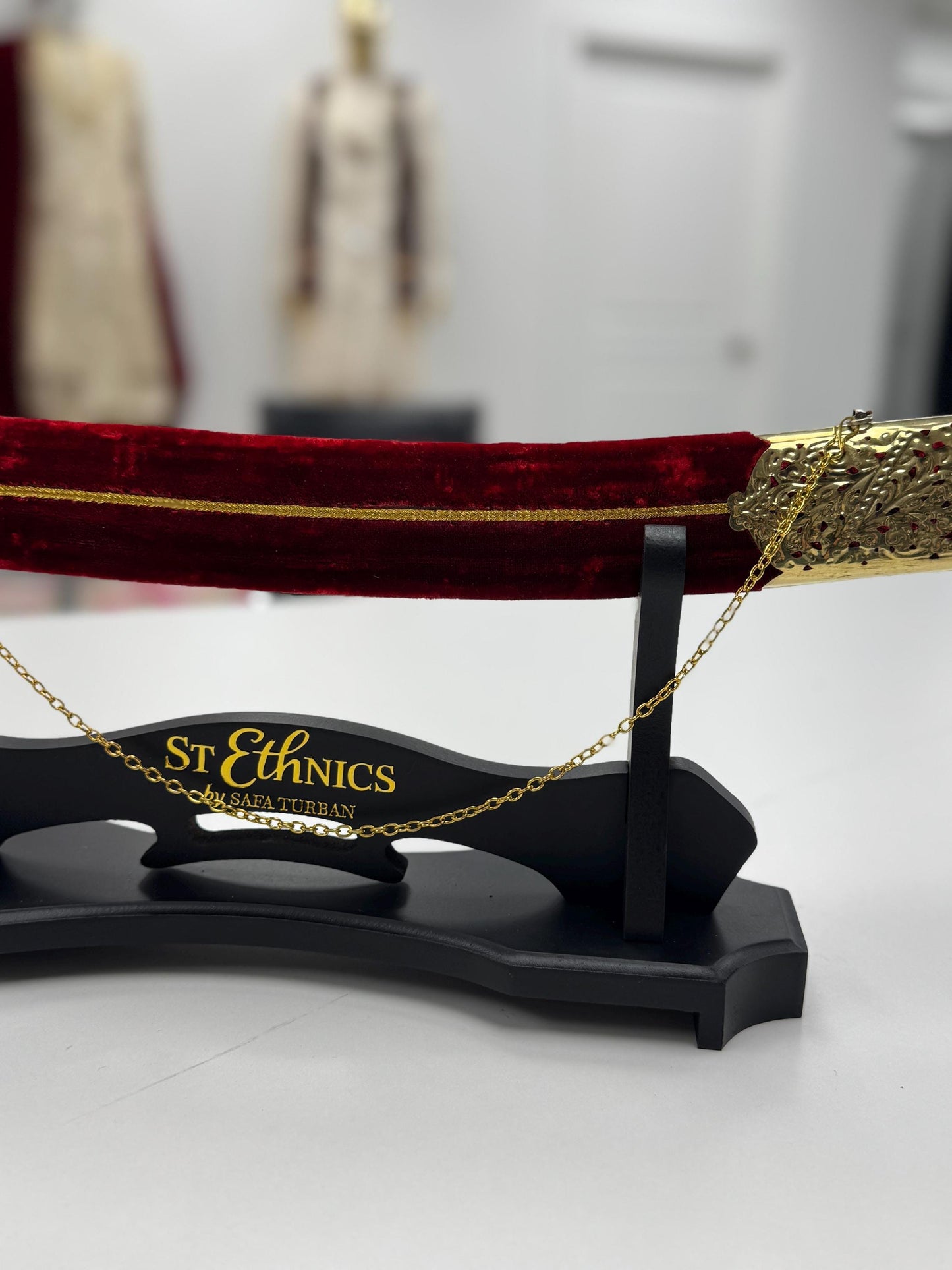 Indian Wedding Decorative Sword/Kirpan- Maroon Colour Sword with Golden work handle/For wedding purpose/Indian Rajput Wedding Sword