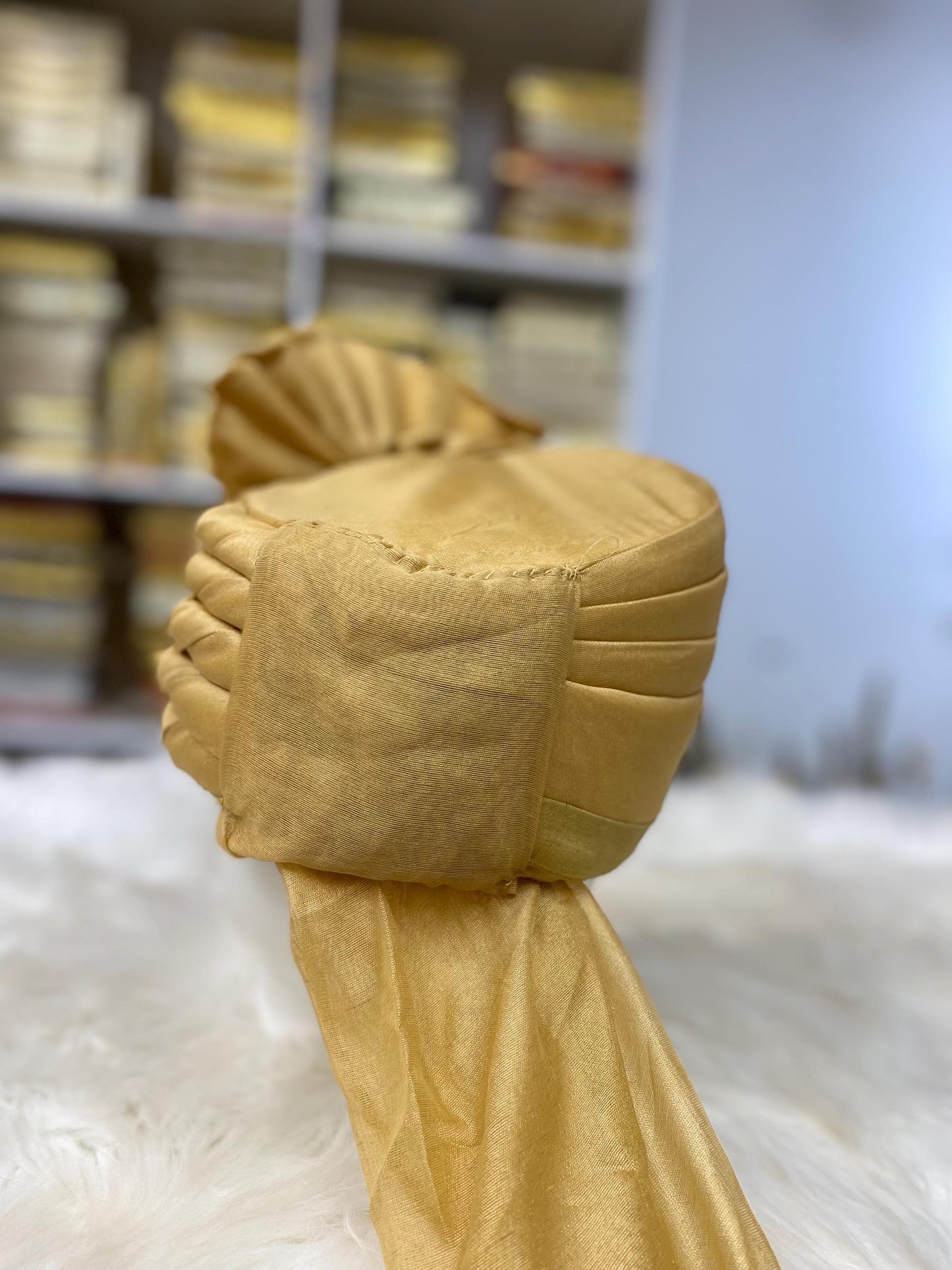 Groom Wedding Turban- Golden AdjustableTurban(with velcro)- Safa Turban/Pagdi/Premade Turban/ Wedding Safa/Turban/Pagdi for Men