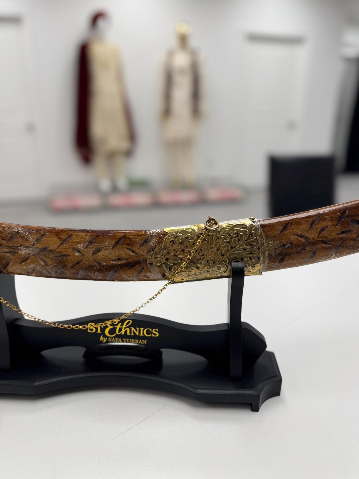 Indian Wedding Decorative Sword/Kirpan- Wooden kirpaan with golden work handle/For wedding purpose/Decorated Sikh Wedding Kirpan