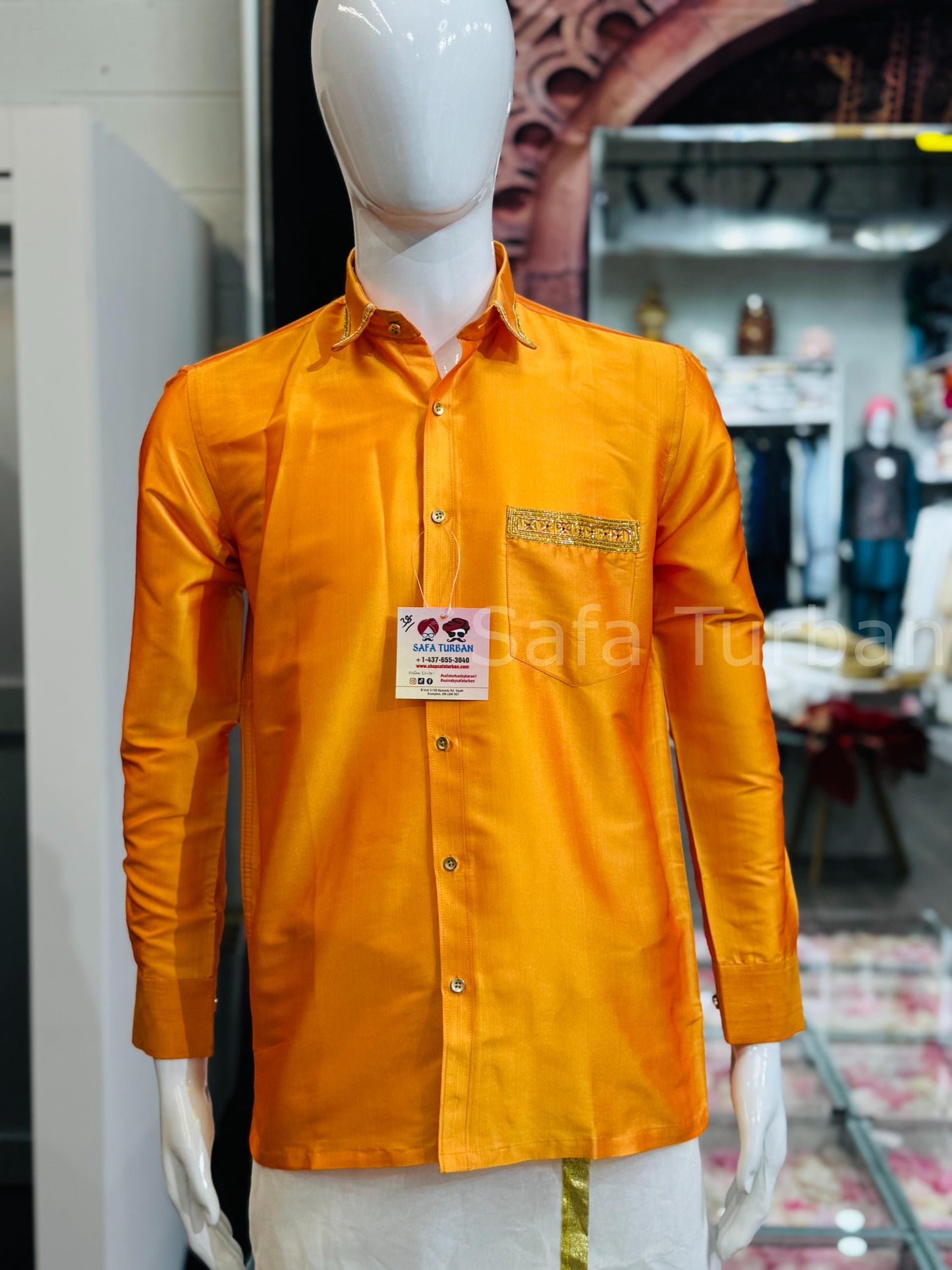 Silk Casual Shirt (Yellow/Orange)