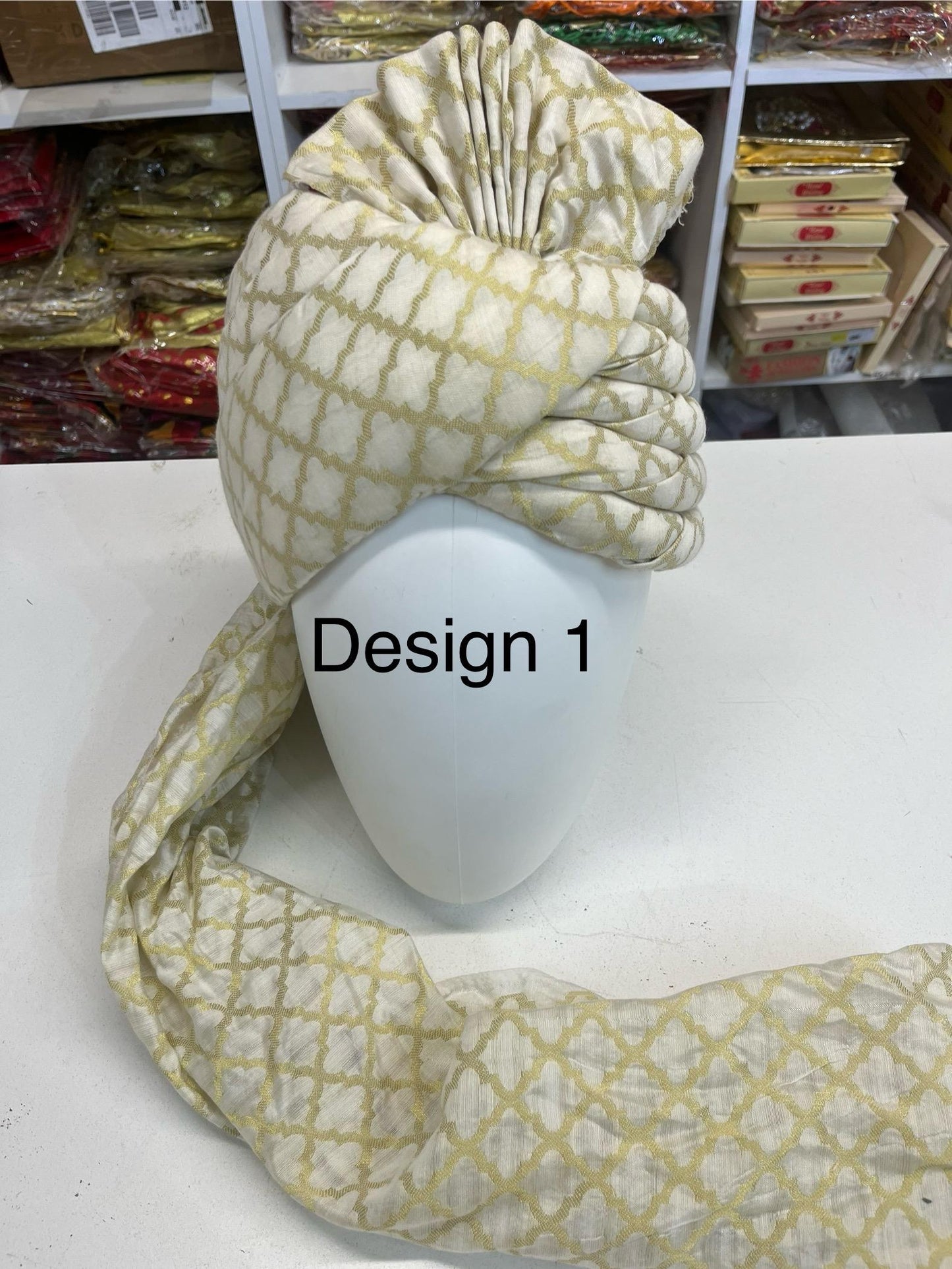Groom Wedding Turban- Beigh/Cream Adjustable Turban(with velcro)- Safa Turban/Pagdi/Premade Turban/ Wedding Safa/Turban