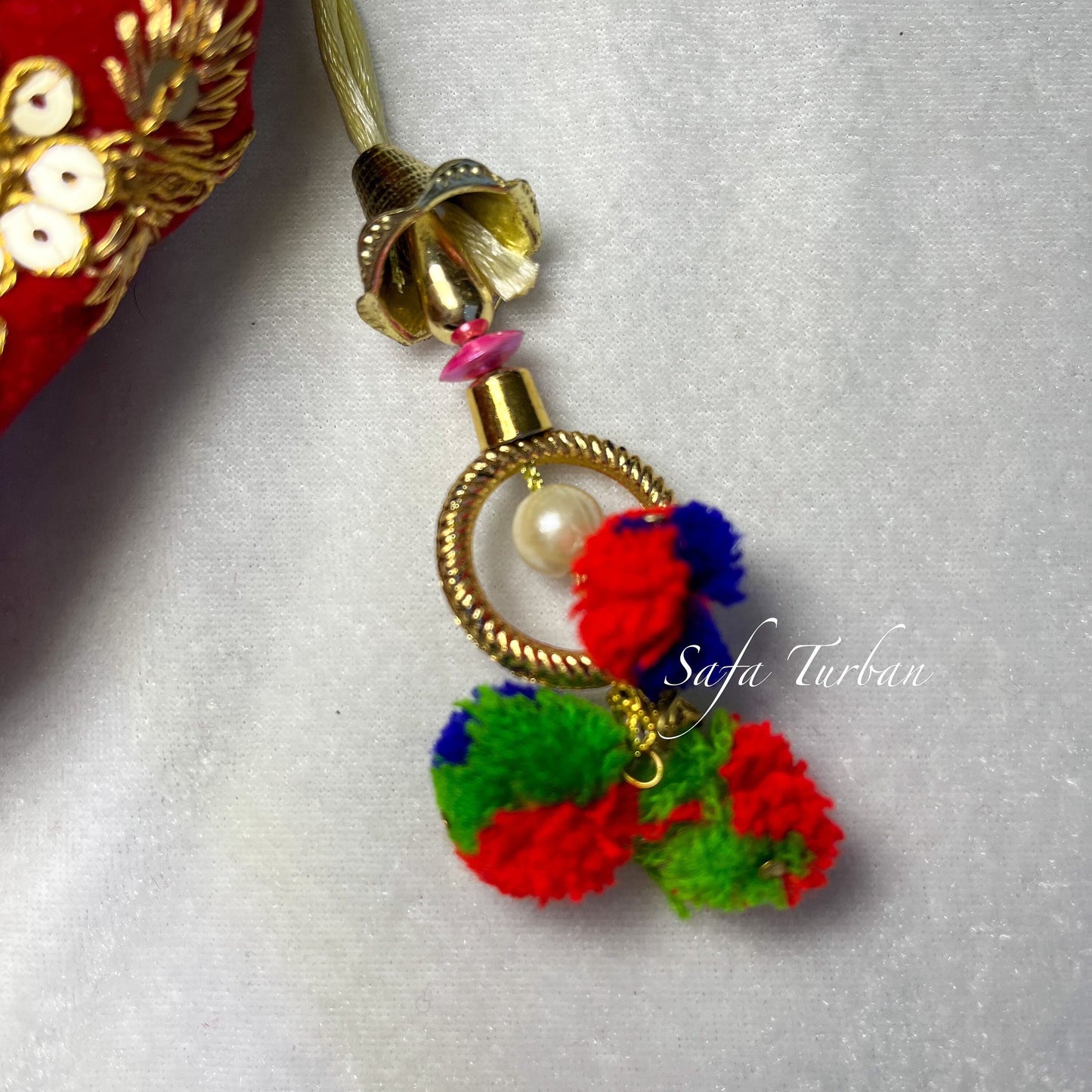 Multi Colour Potli Bag for women with Golden Embroidery and Pearl Handle