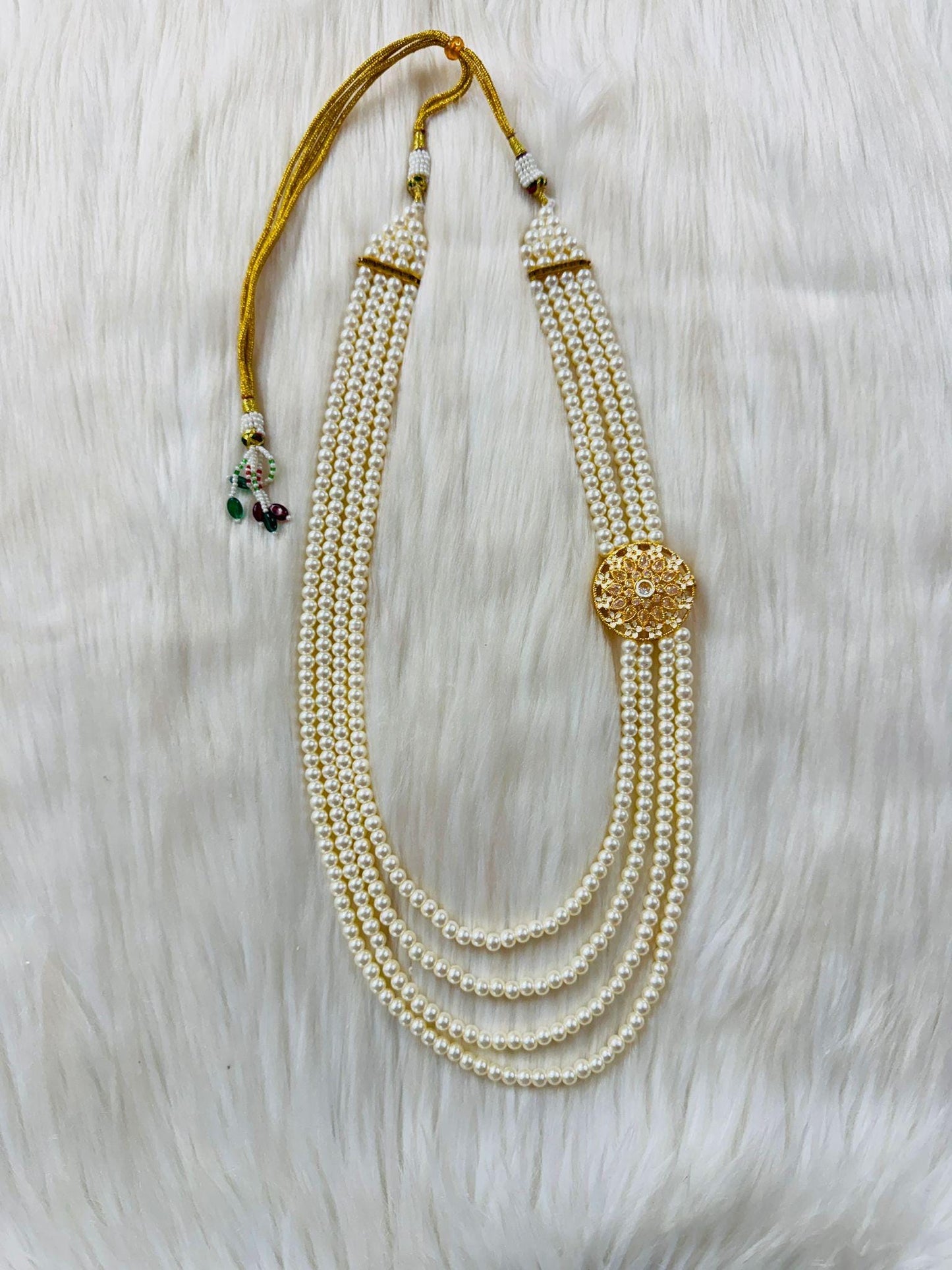Kalgi, Sehra and Pearl Necklace Set -  Kalangi/Kalgi, Traditional Sehra, Pearl Necklace with Brooch for Groom (Trio Combo)