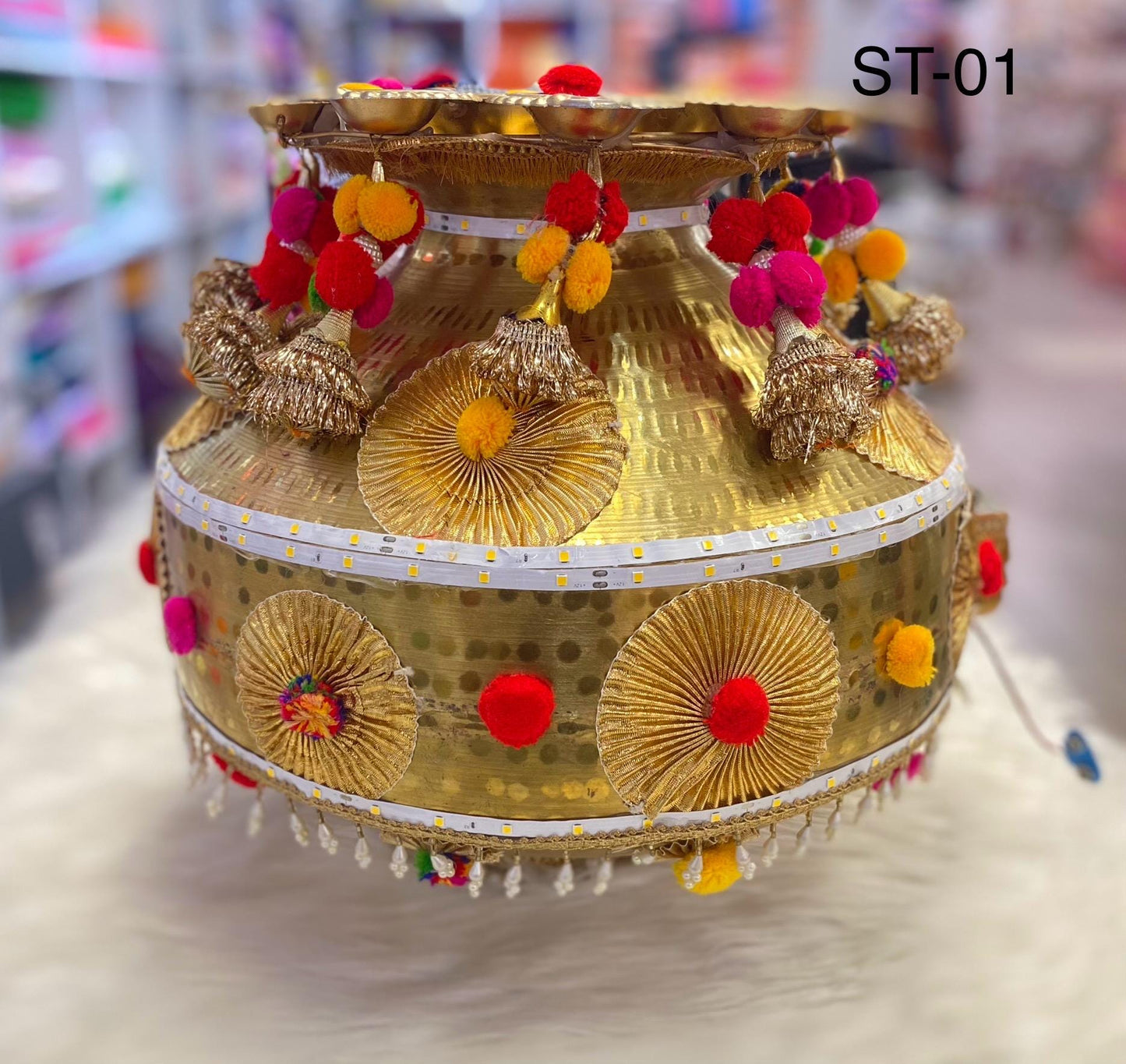 Wedding Accessories-Traditional Heavy pital Decorative Jago with Led Lights /Bride and Groom/Jaggo Function