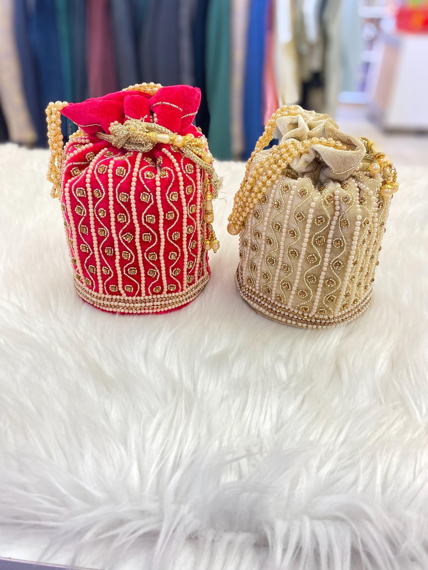 Designer Bridal Potli Bag for women with Embroidery and Embellished Stones