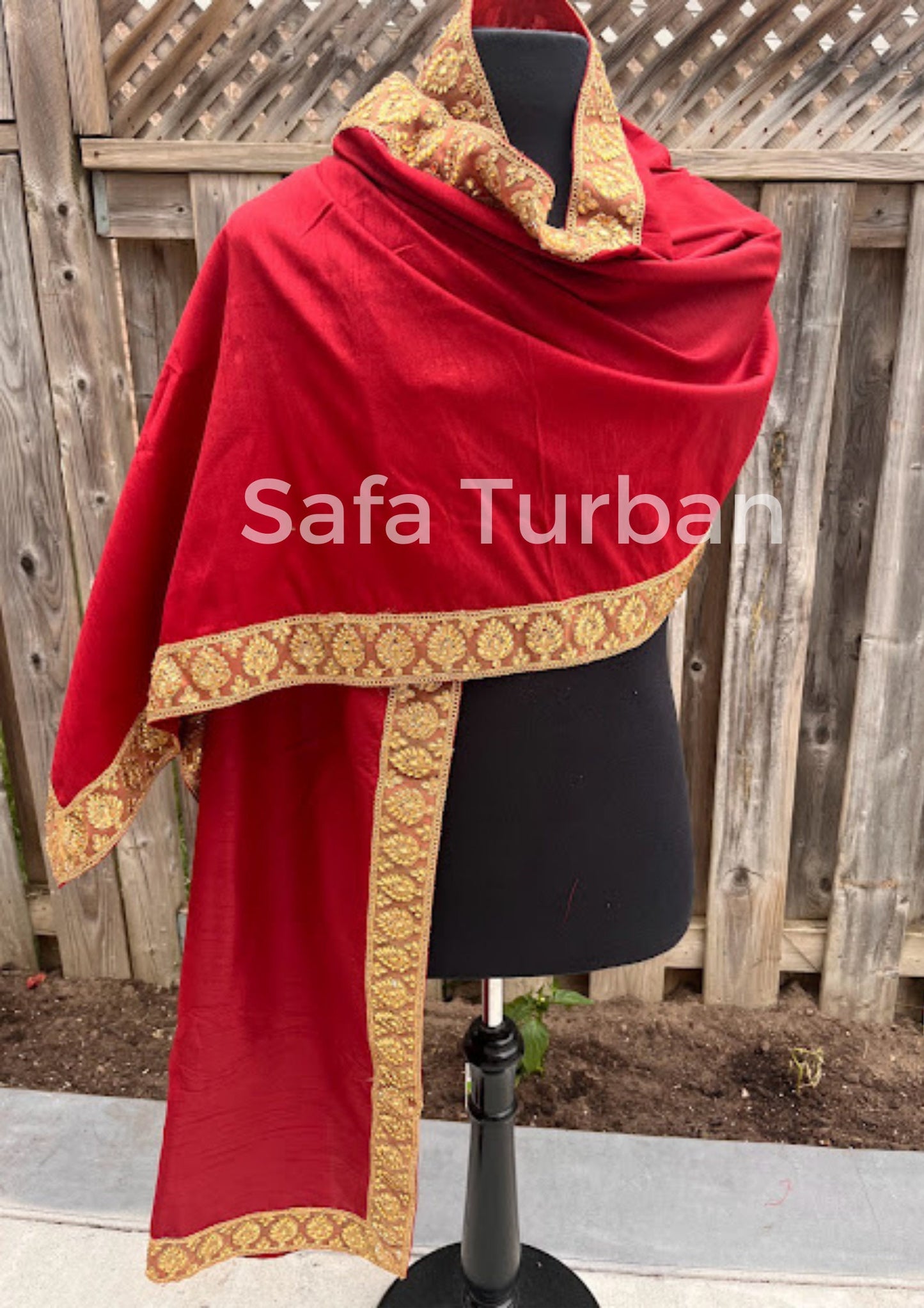 Groom Wedding Shawl- Raw Silk Fabric Shawl for Groom with Golden Border (Bright Red/Maroon) I Groom Palla I Wedding Duppata I Wedding Shawl