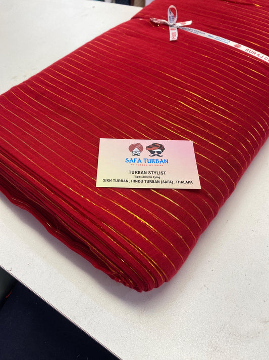 Sikh Turban- Printed Voile Turban Fabric- Red Colour, Sikh Turban, Turban Fabric, Printed Voile Turban, (stitching/peeko/edges finishing)